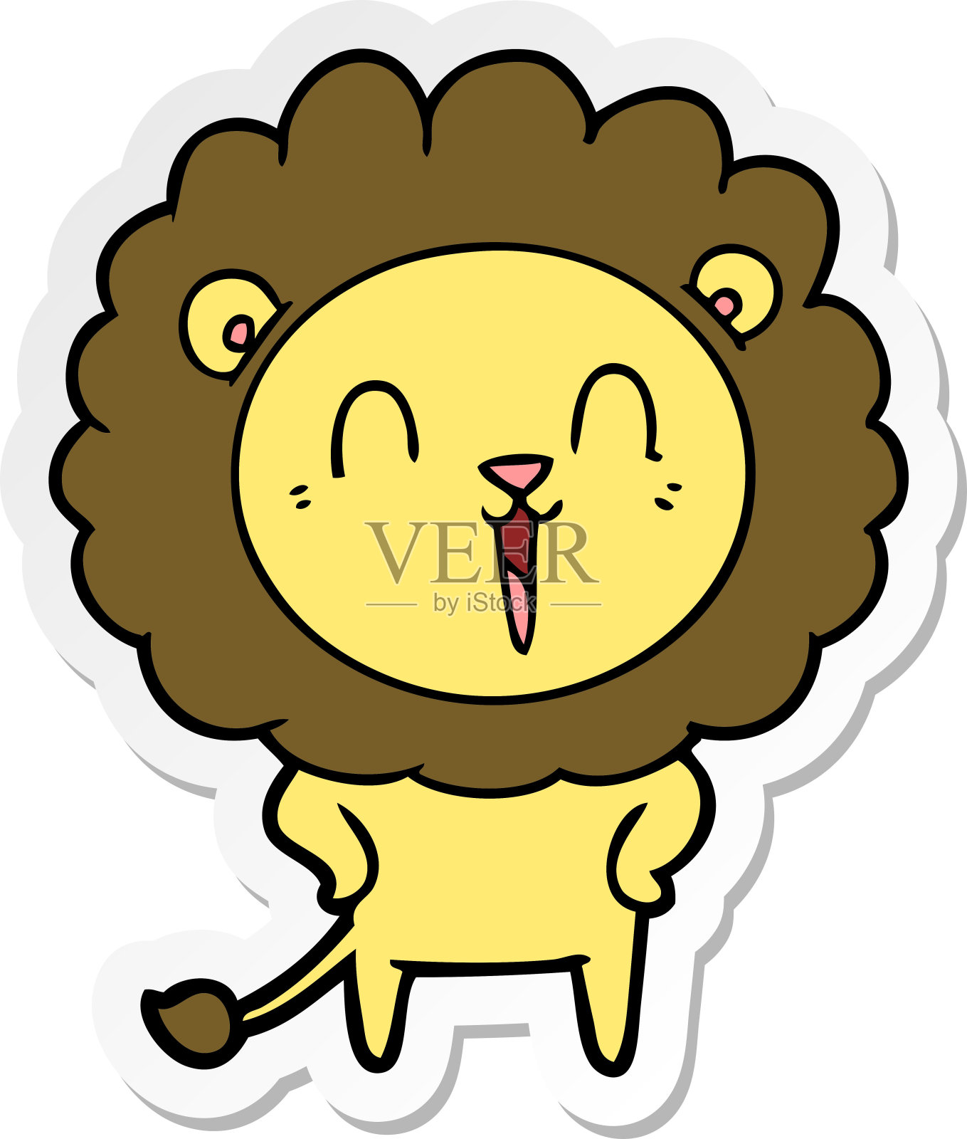 笑狮卡通贴纸设计元素图片