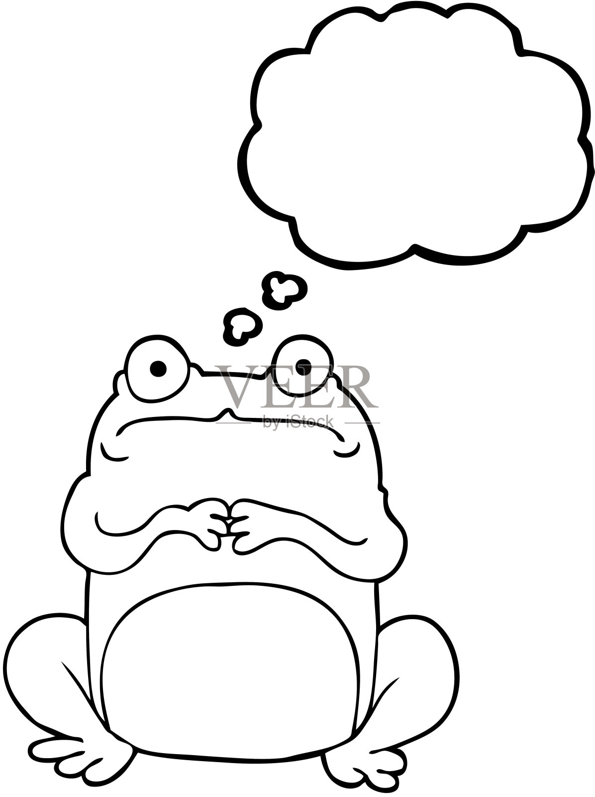 手绘思想泡泡卡通紧张青蛙插画图片素材