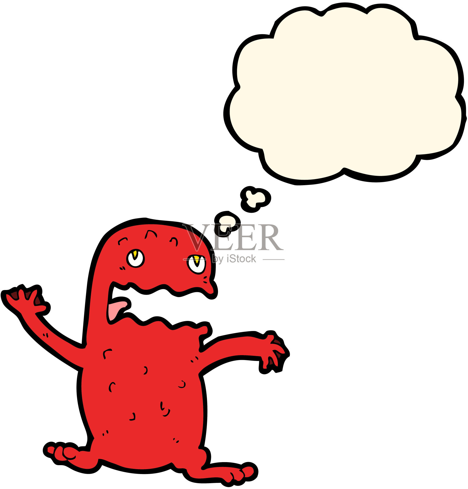 卡通有趣的青蛙与思想泡泡插画图片素材