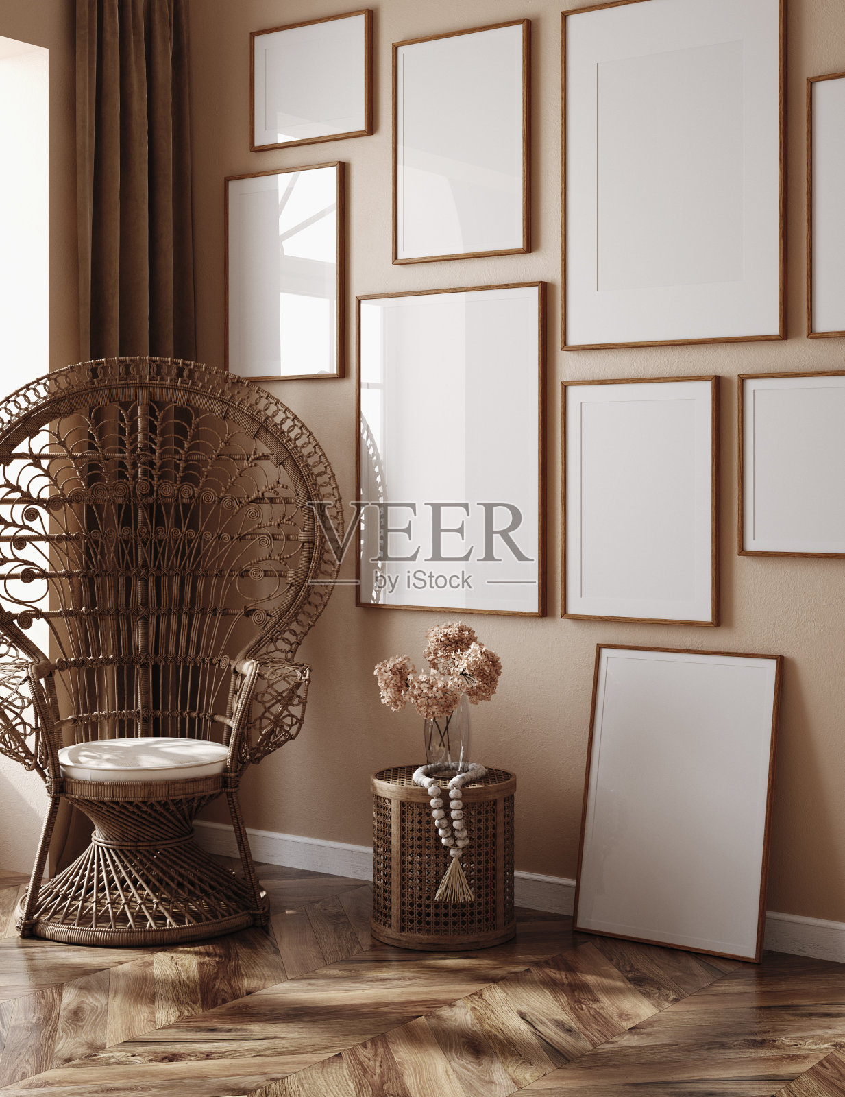 海报框架模型在现代游牧家庭内部背景cc照片摄影图片