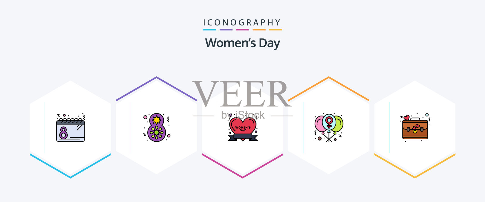 女性25日填充线图标包包括插画图片素材