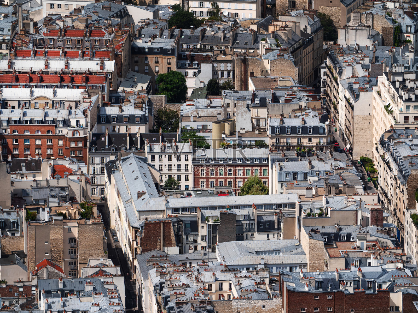 夏季巴黎城市屋顶鸟瞰图照片摄影图片