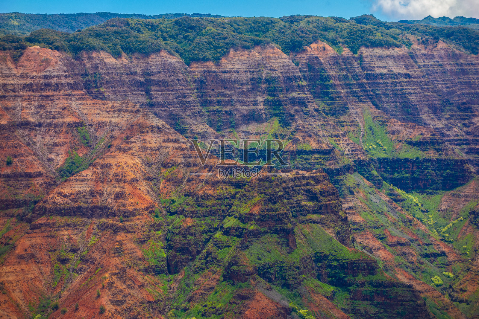 夏威夷考艾岛威美亚峡谷的壮丽景色照片摄影图片