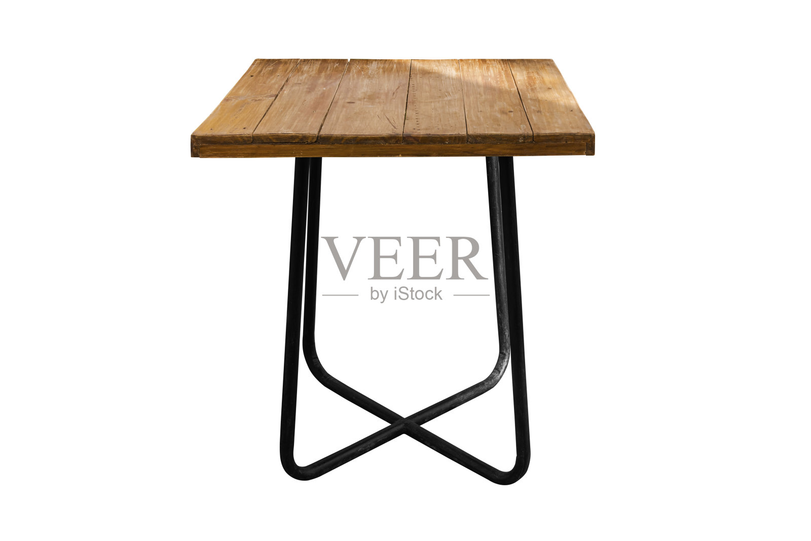 木桌钢腿简单孤立在白色背景上照片摄影图片