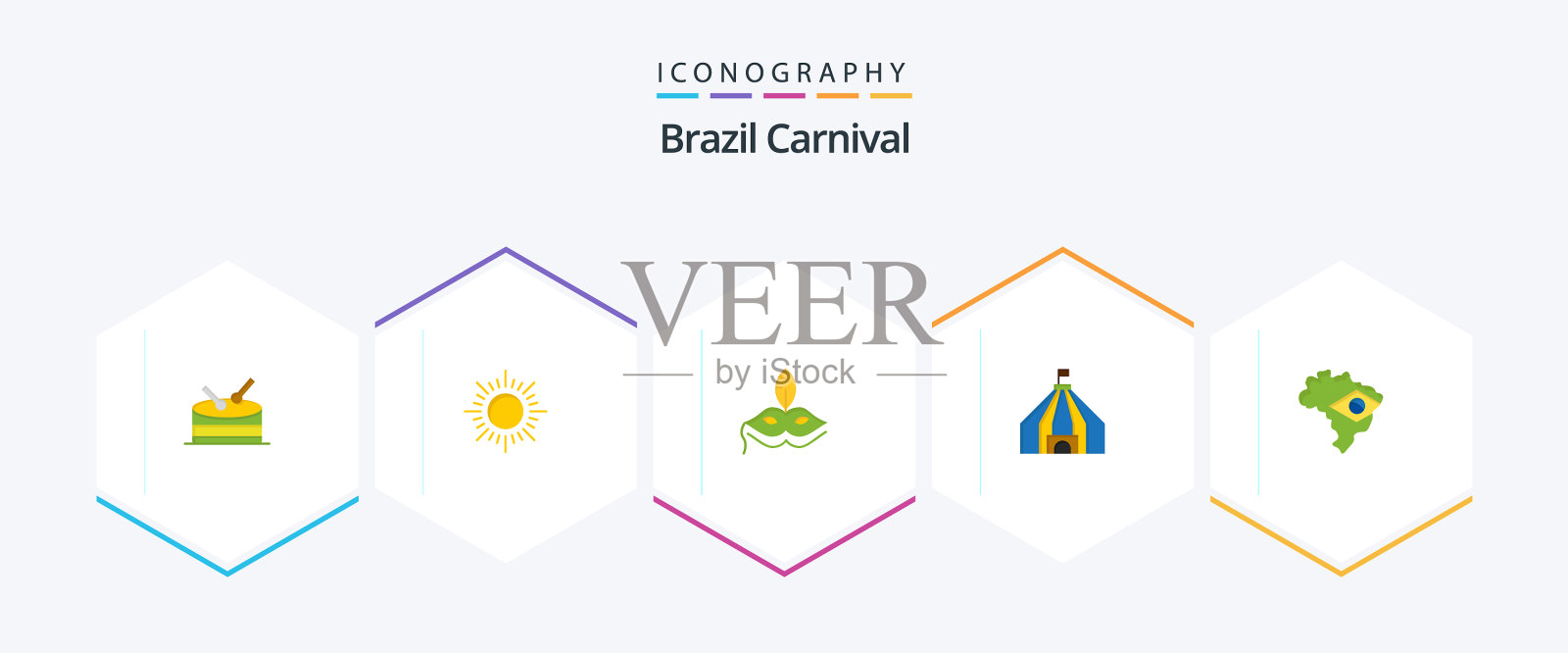 巴西狂欢节25平图标包包括插画图片素材