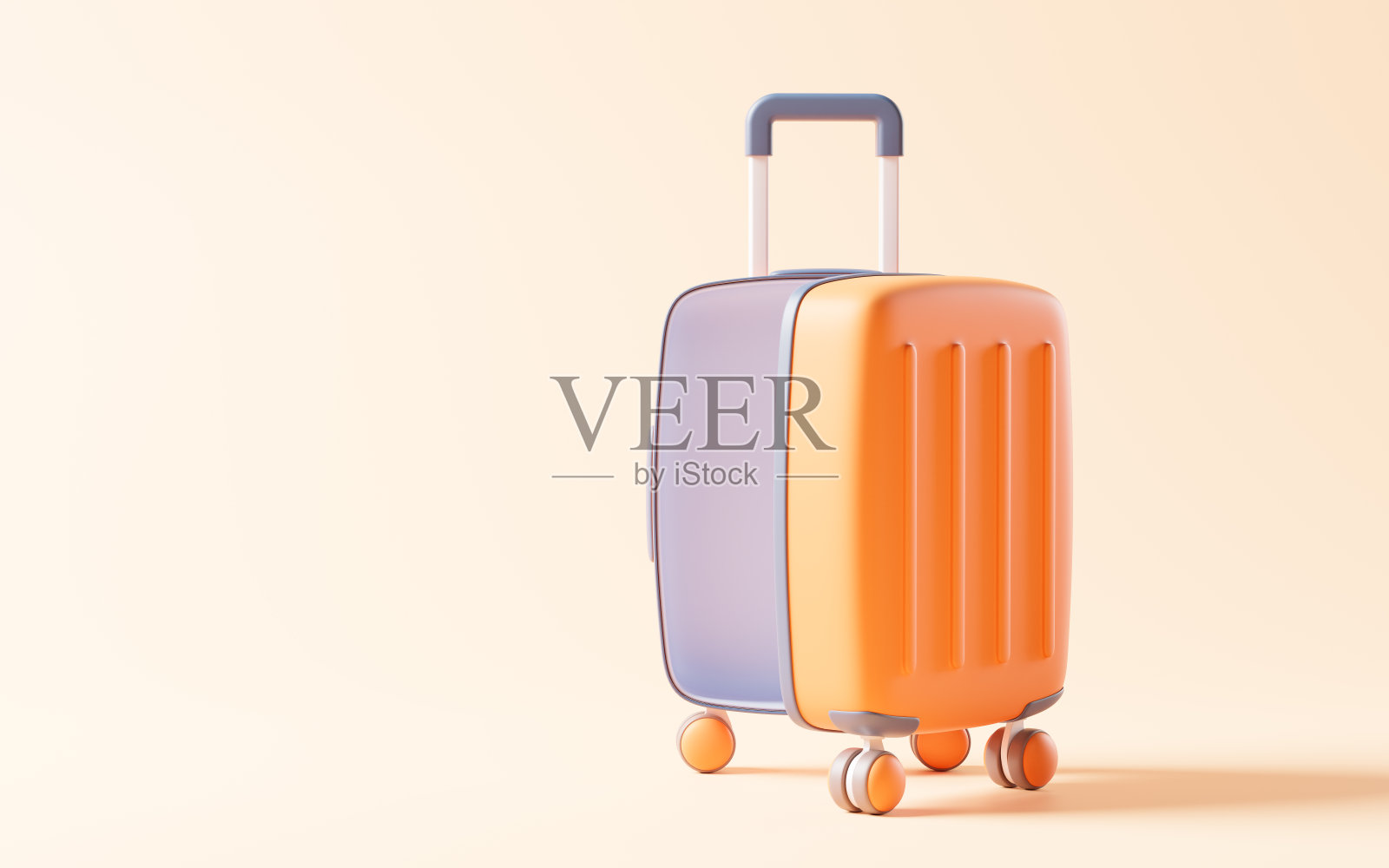 旅行主题卡通风格箱包,3d渲染。照片摄影图片