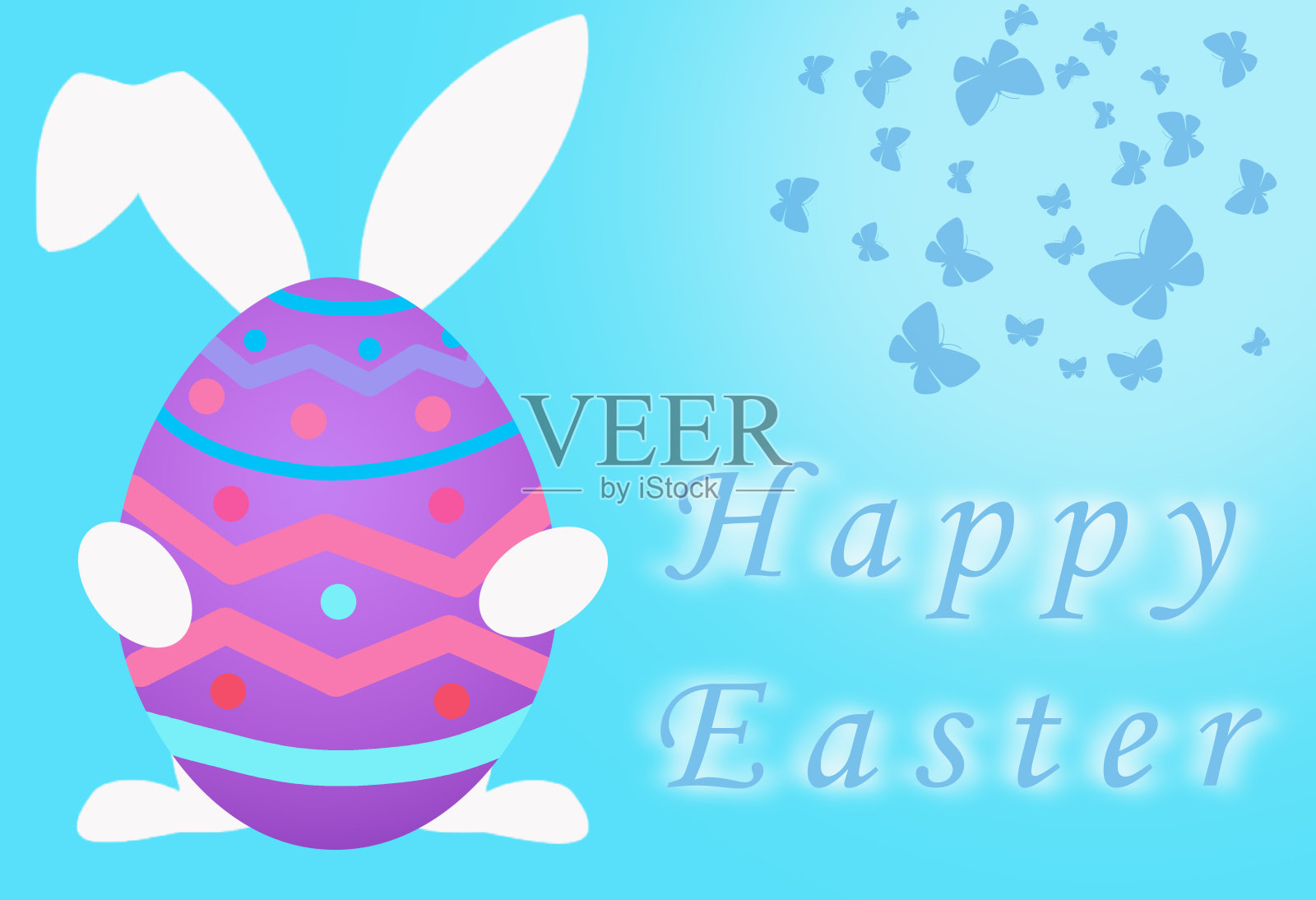 复活节彩蛋和兔子。插画图片素材