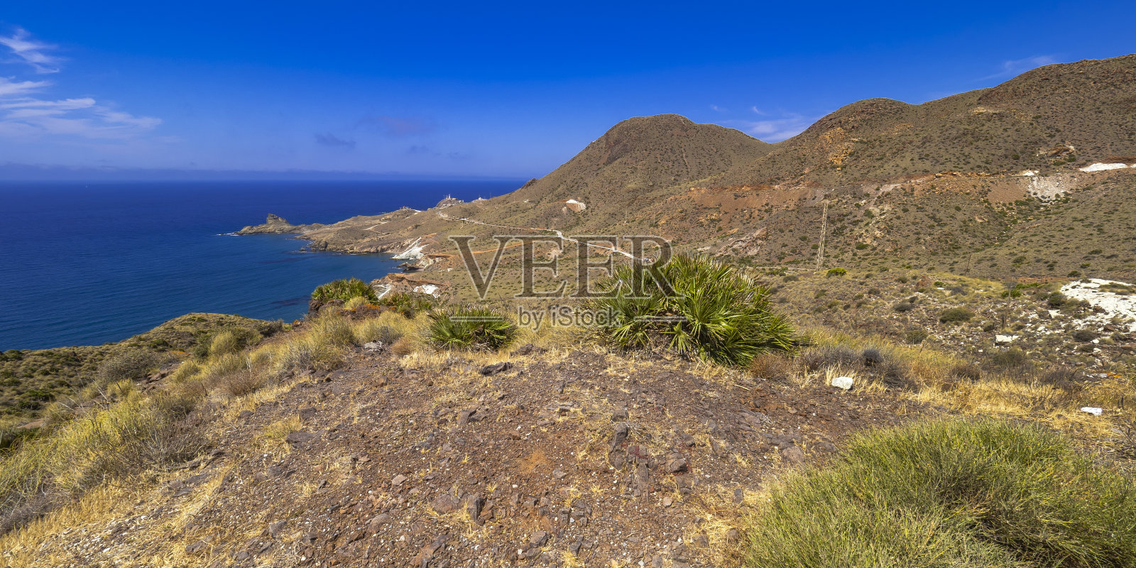 Panoramic View from Vela Blanca Volcanic Dome, Cabo de Gata-Níjar Natural Park, Spain照片摄影图片