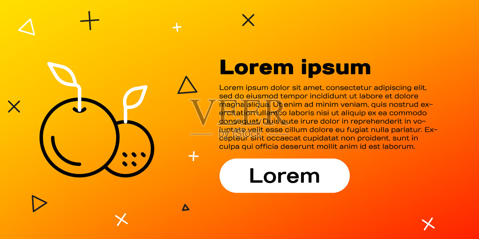 线条水果图标孤立在黄色背景上插画图片素材