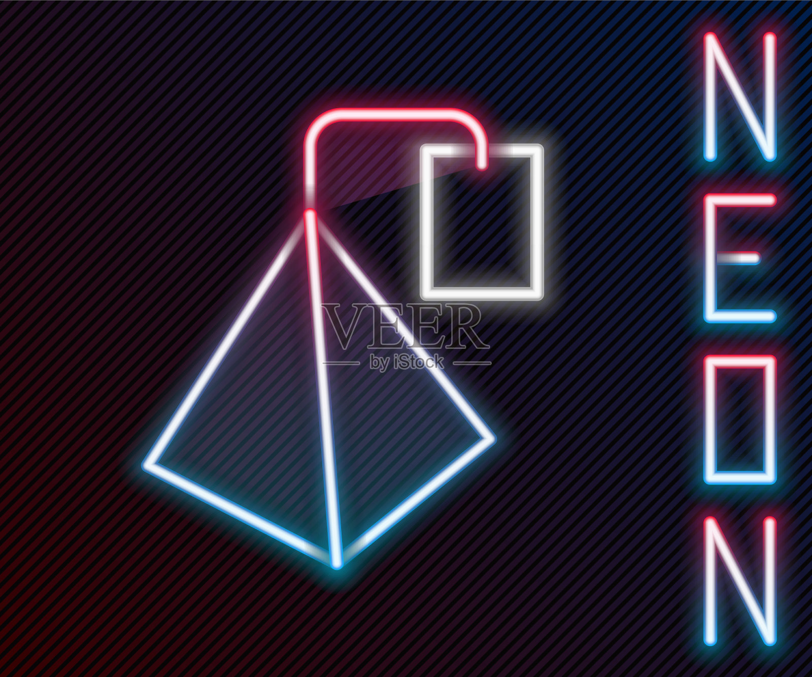 发光的霓虹灯线茶包图标隔离在黑色上插画图片素材