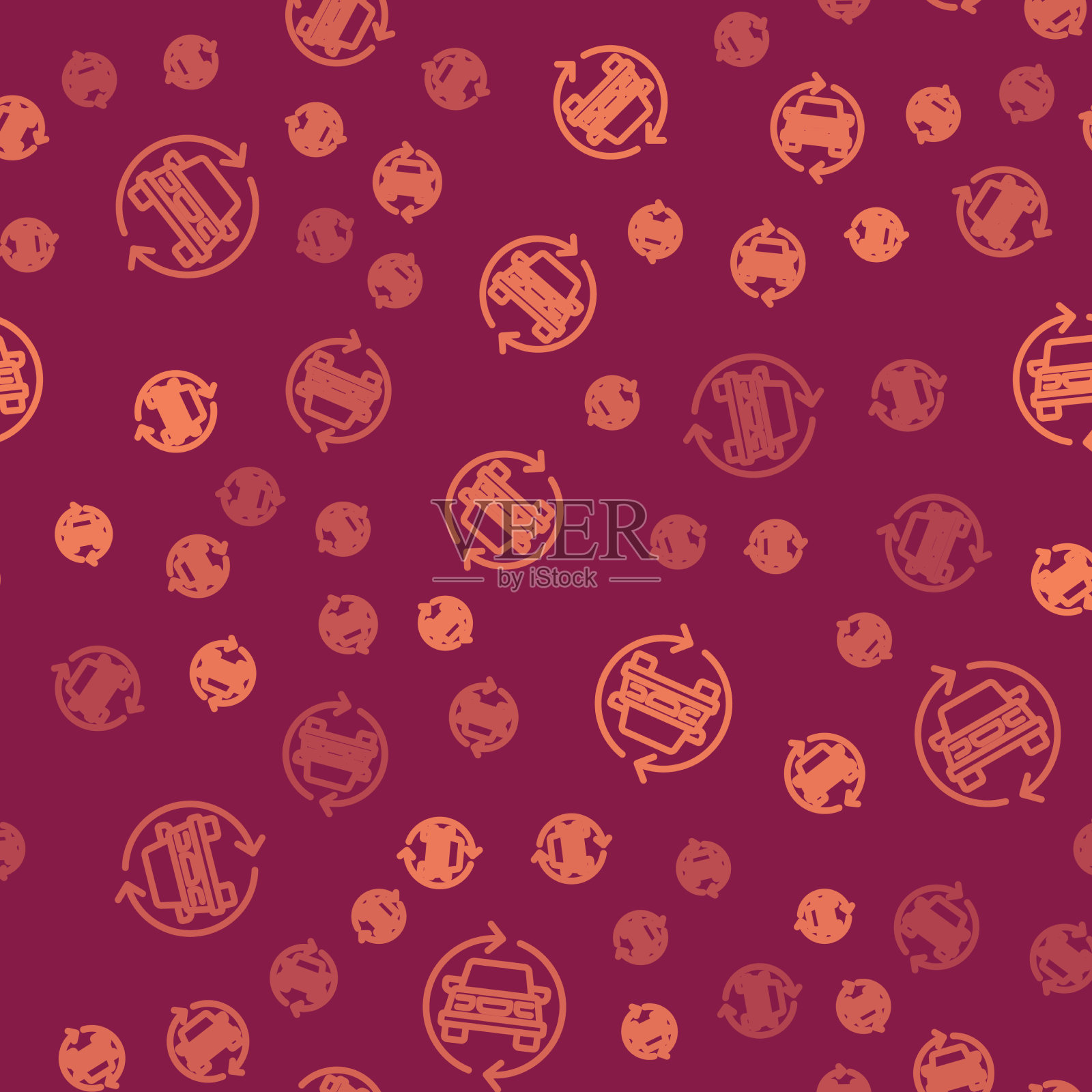 棕色线车服务图标隔离无缝插画图片素材