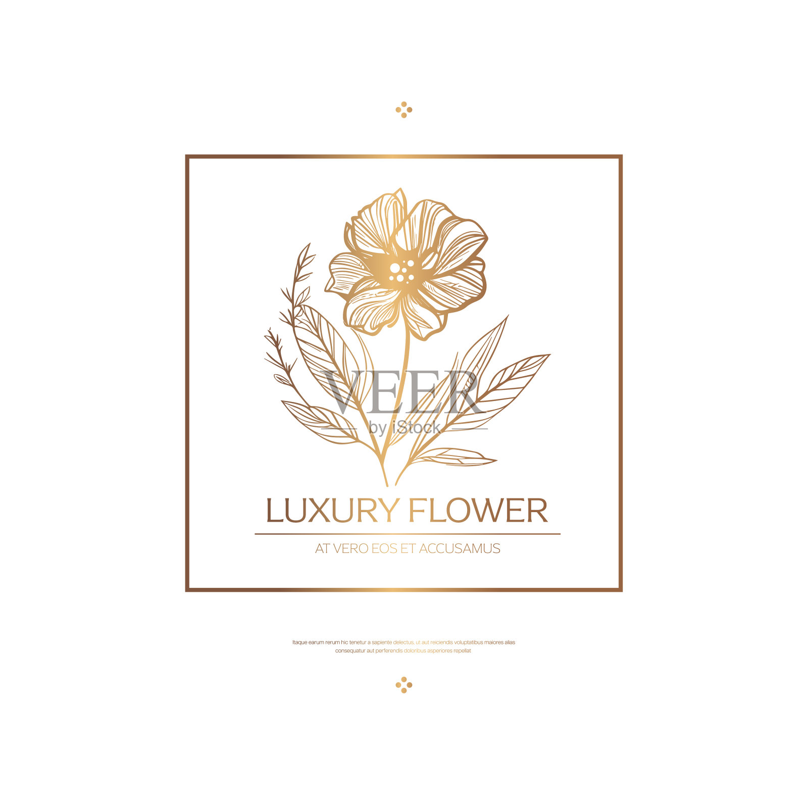 白色背景上的金色花朵徽章。向量模板。奢华的设计元素。传统的土耳其,印度图案。伟大的织物和纺织品,墙纸,包装或任何理想的想法。插画图片素材