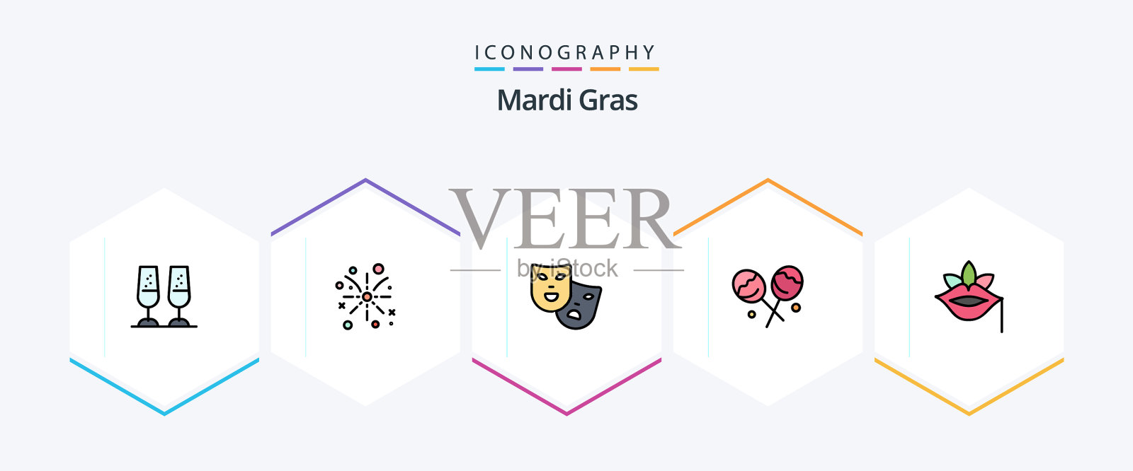 狂欢节25填充线图标包包括图标素材