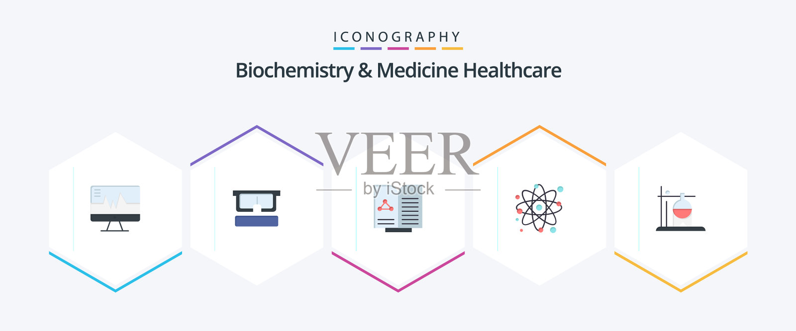 生物化学和医学保健25平图标插画图片素材