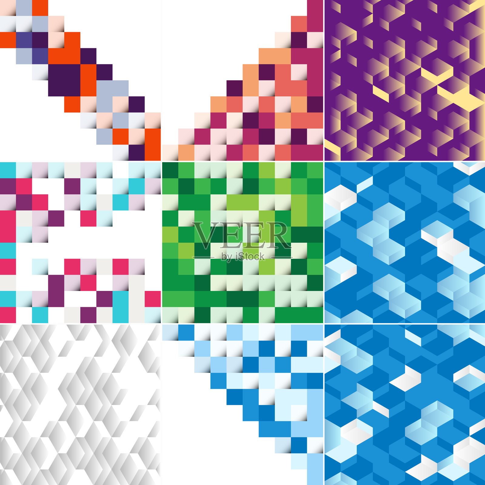 抽象彩色方块背景包9插画图片素材