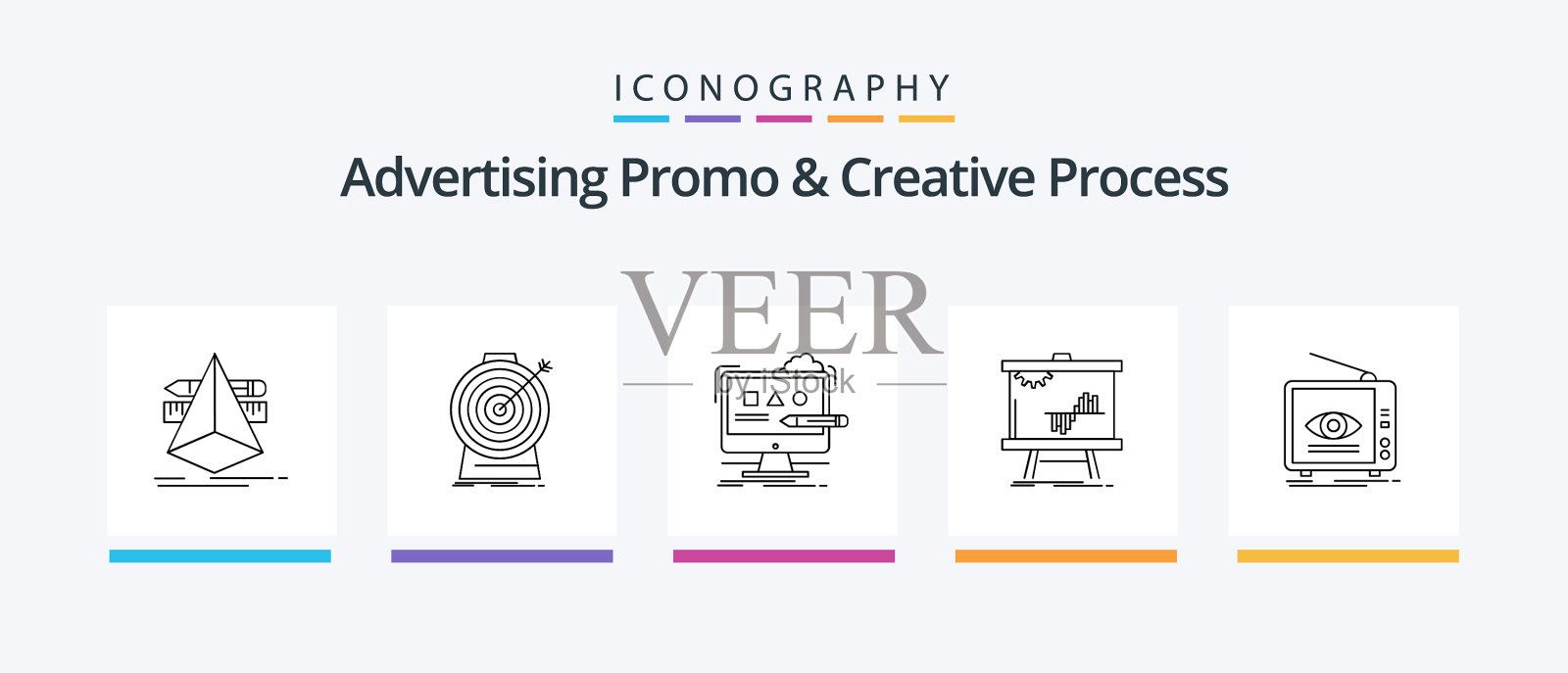 广告推广及创意流程线5插画图片素材