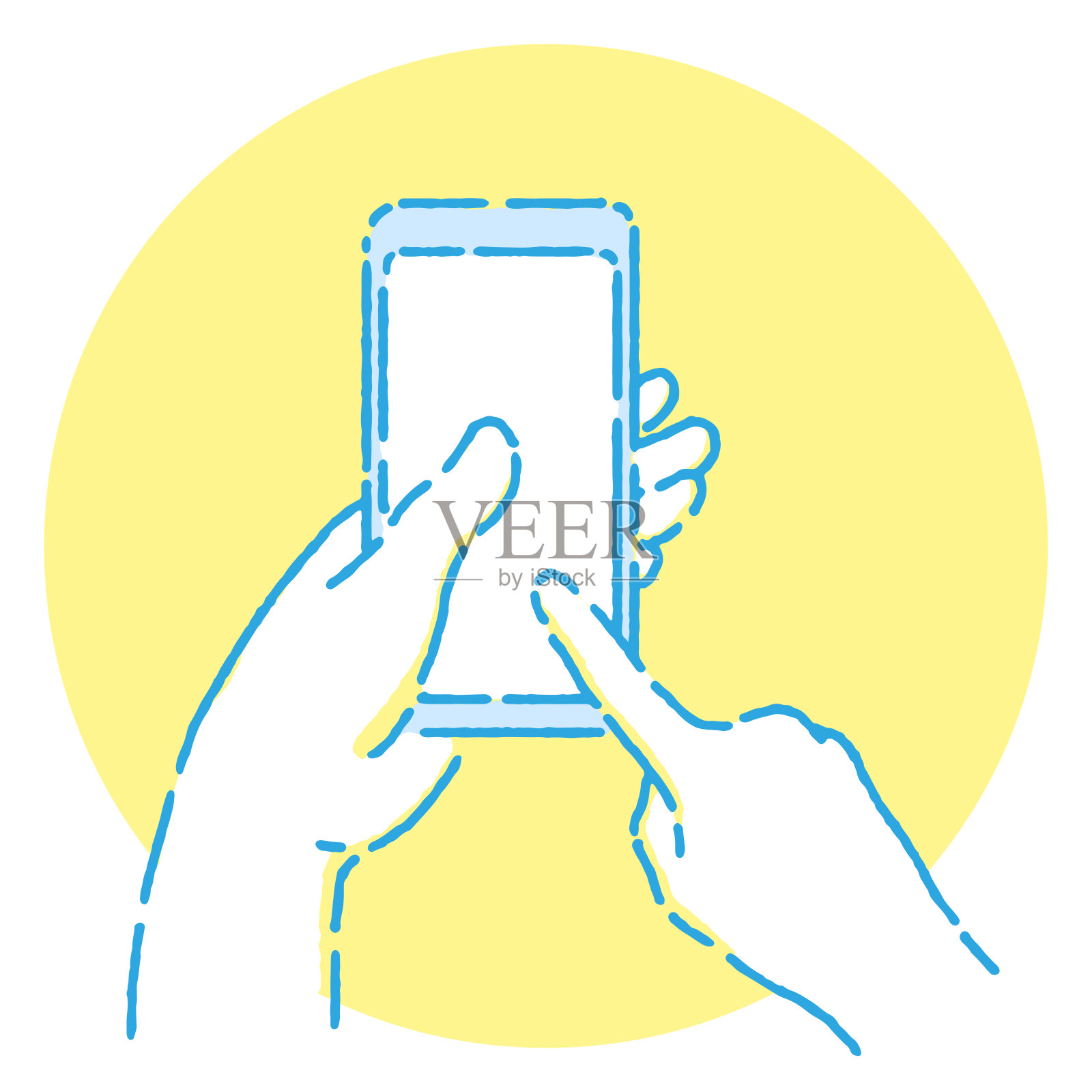 一个操作移动电话的例子。插画图片素材