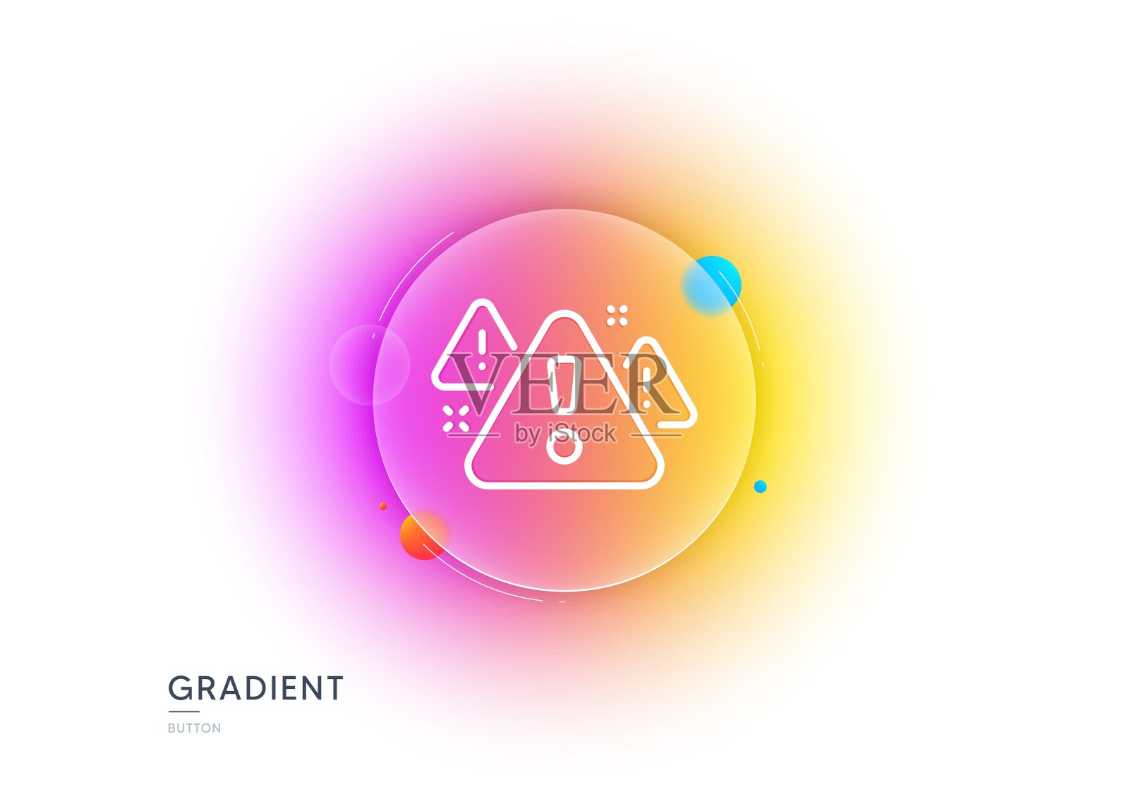 警戒线图标。注意三角形符号。渐变模糊按钮。向量插画图片素材