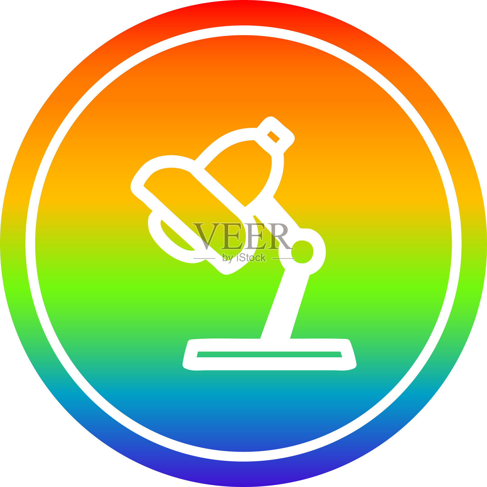 工作灯圆形图标与彩虹渐变完成插画图片素材