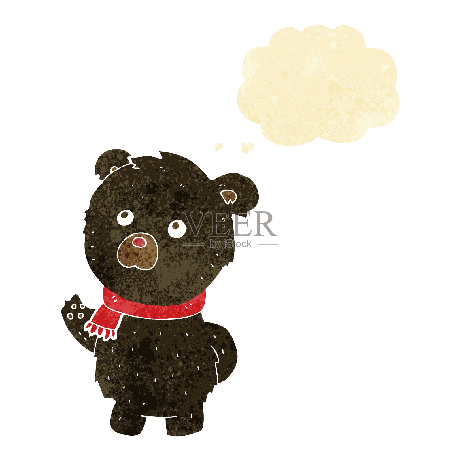 卡通可爱的黑熊与思想泡泡插画图片素材