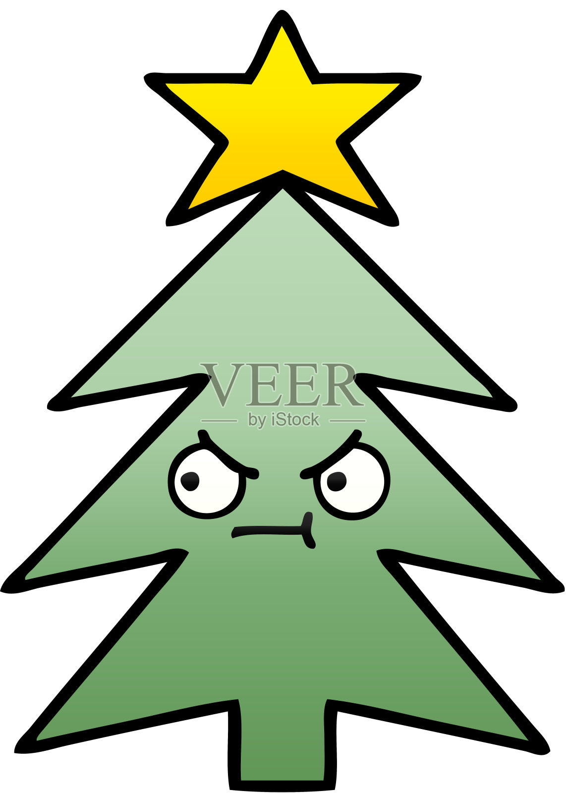 渐变阴影卡通圣诞树设计元素图片