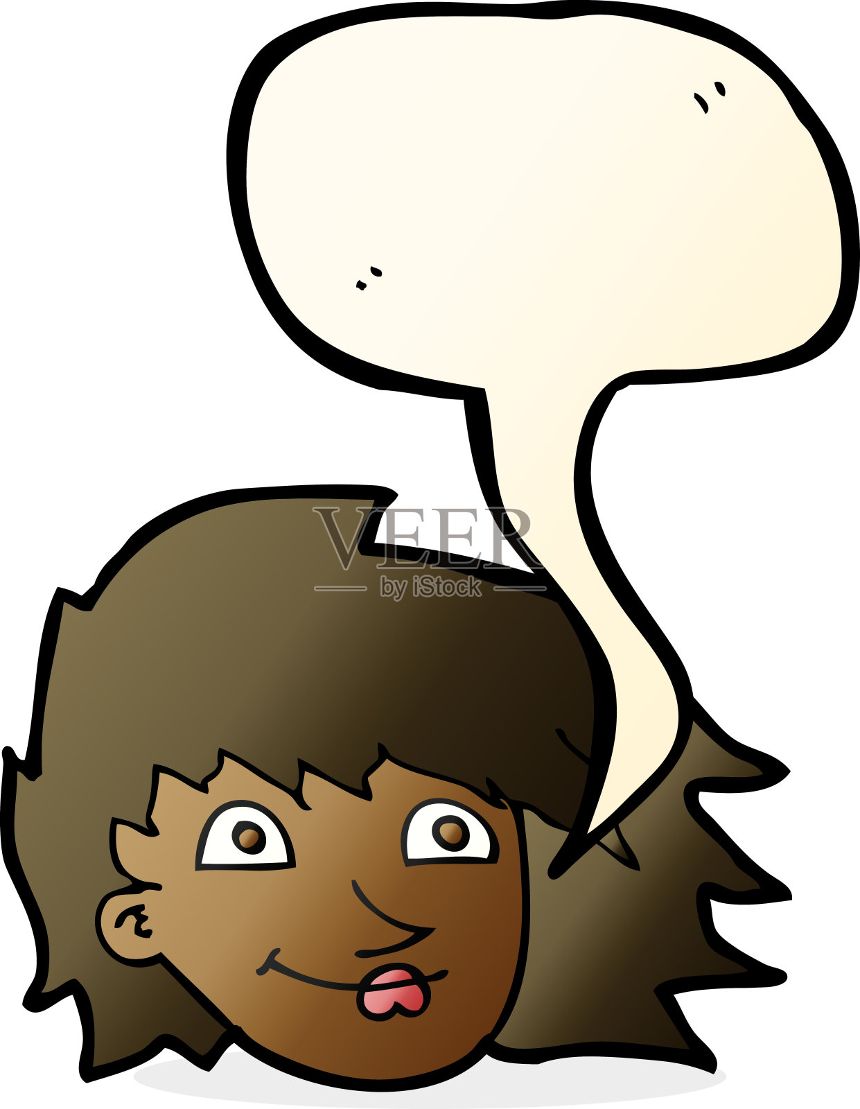 卡通女性脸与语音泡泡设计元素图片