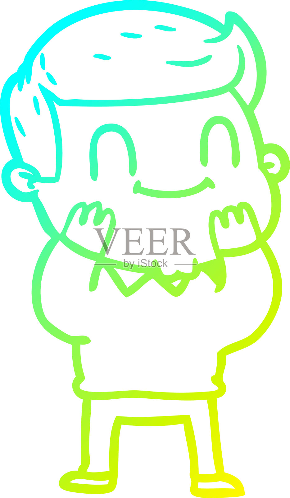 卡通友善男人的冷渐变线条画设计元素图片