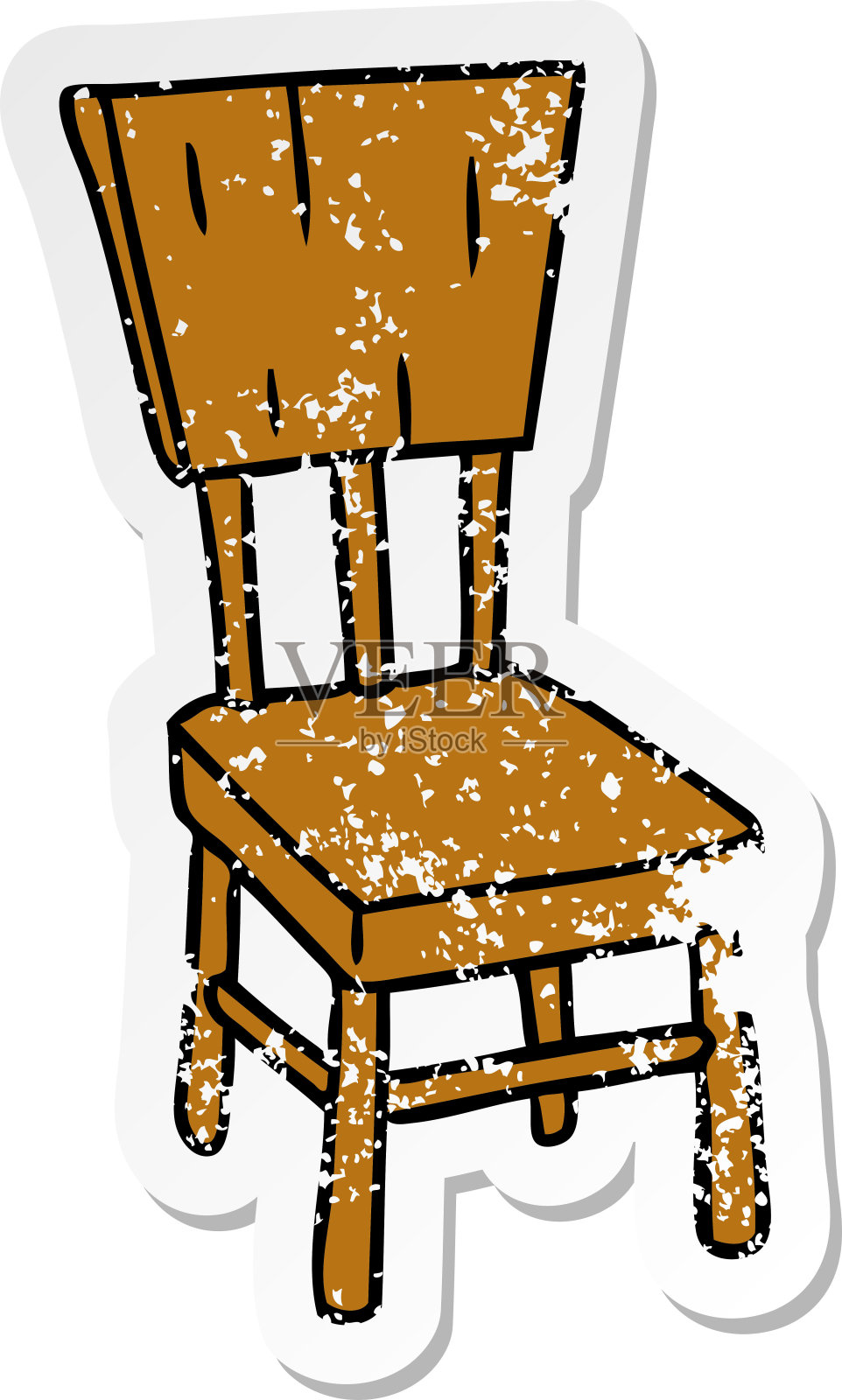 手绘心疼贴纸卡通涂鸦的木椅设计元素图片