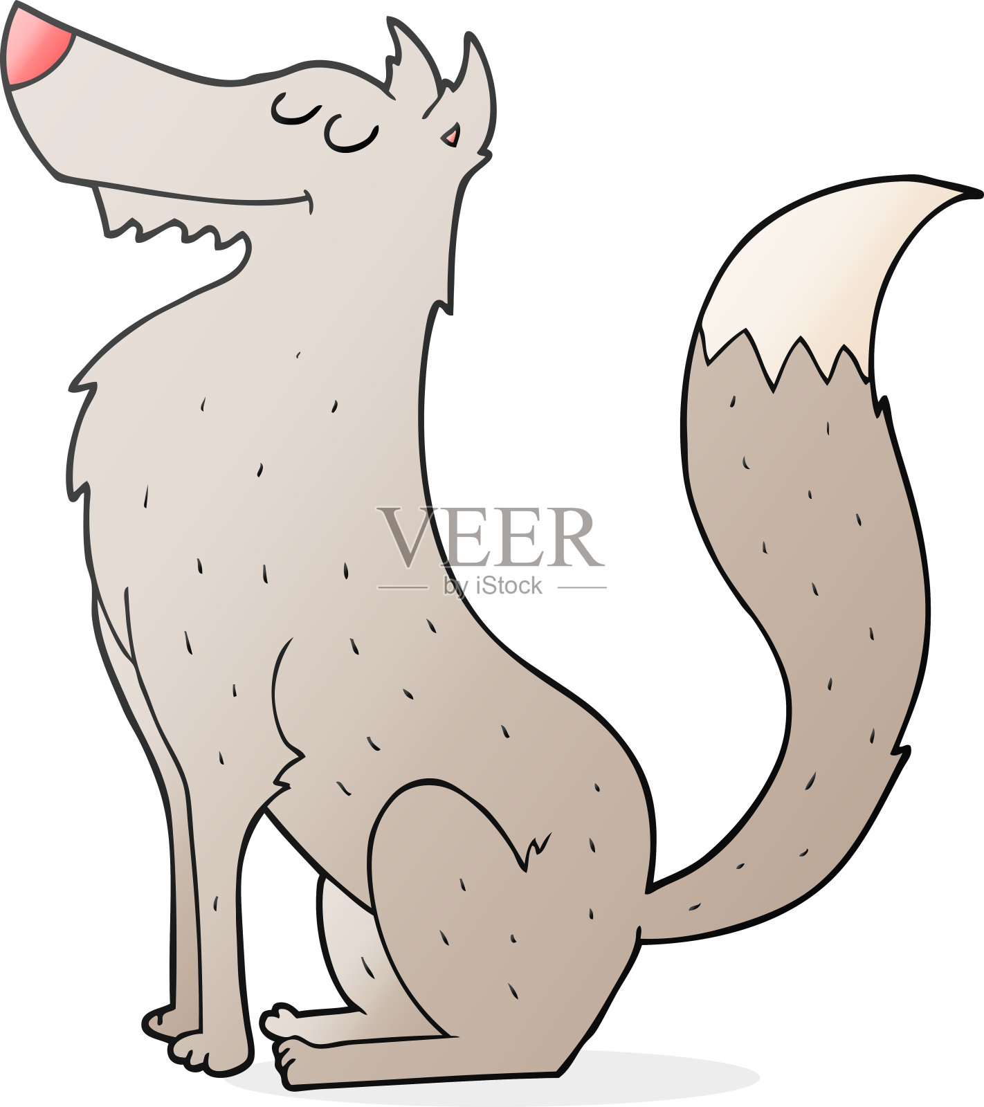 手绘卡通狼插画图片素材