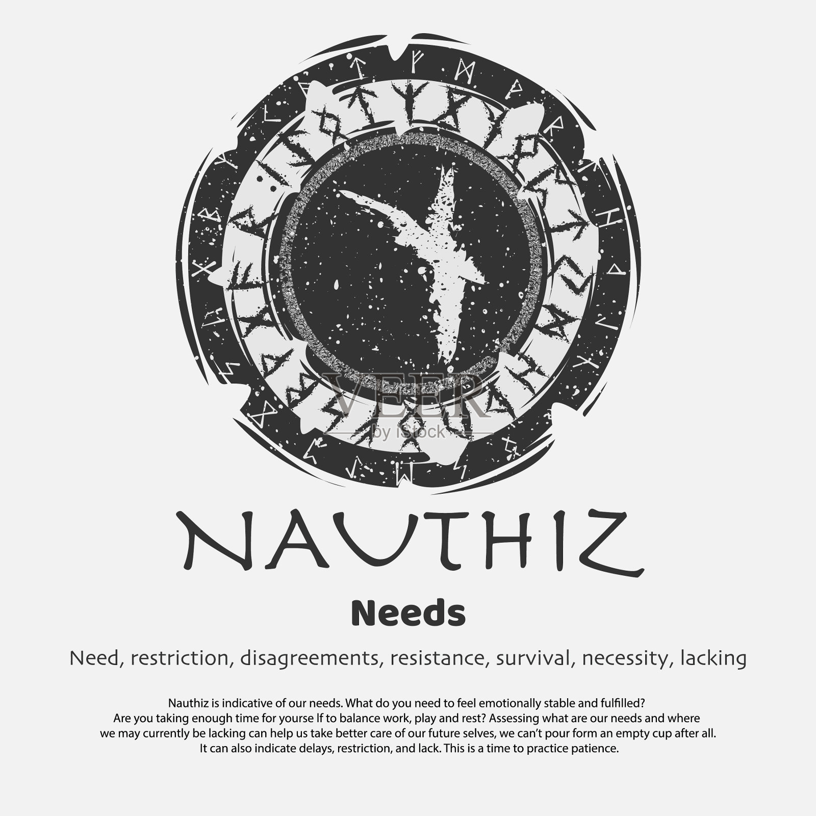 维京诺蒂兹符文黑圈盾插画图片素材