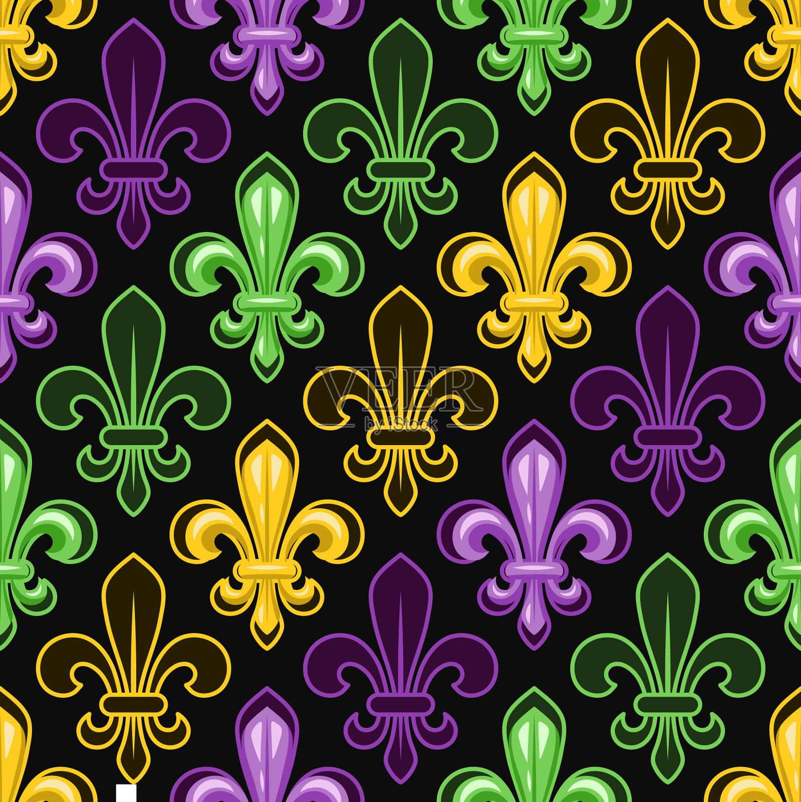 几何图案与鸢尾花符号插画图片素材