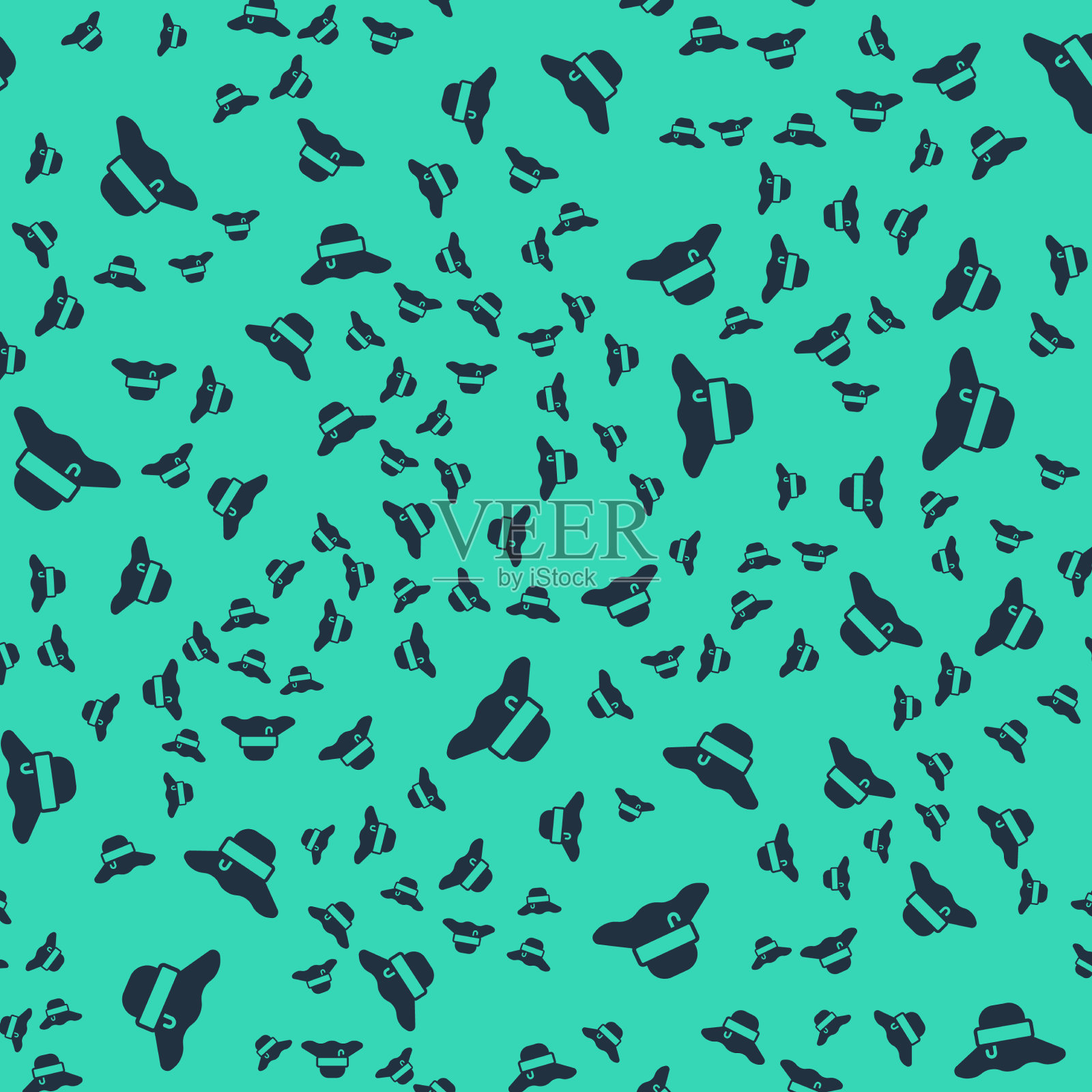 黑色渔夫帽图标隔离无缝模式插画图片素材