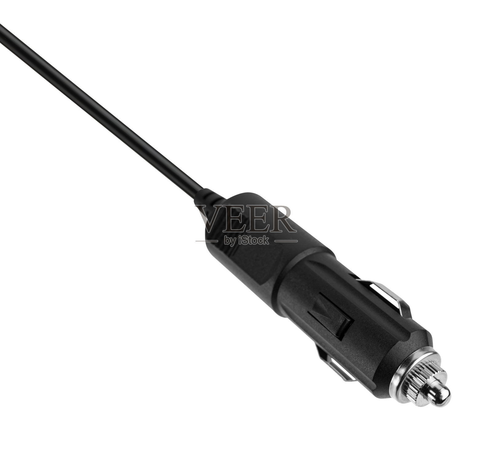 电缆和打火机插头,隔离在白色背景上照片摄影图片