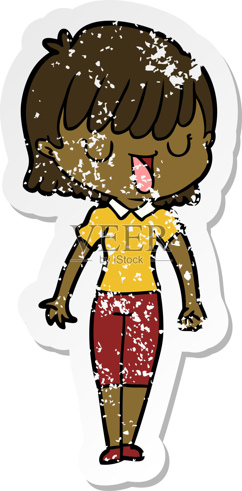 心疼的卡通女人贴纸设计元素图片