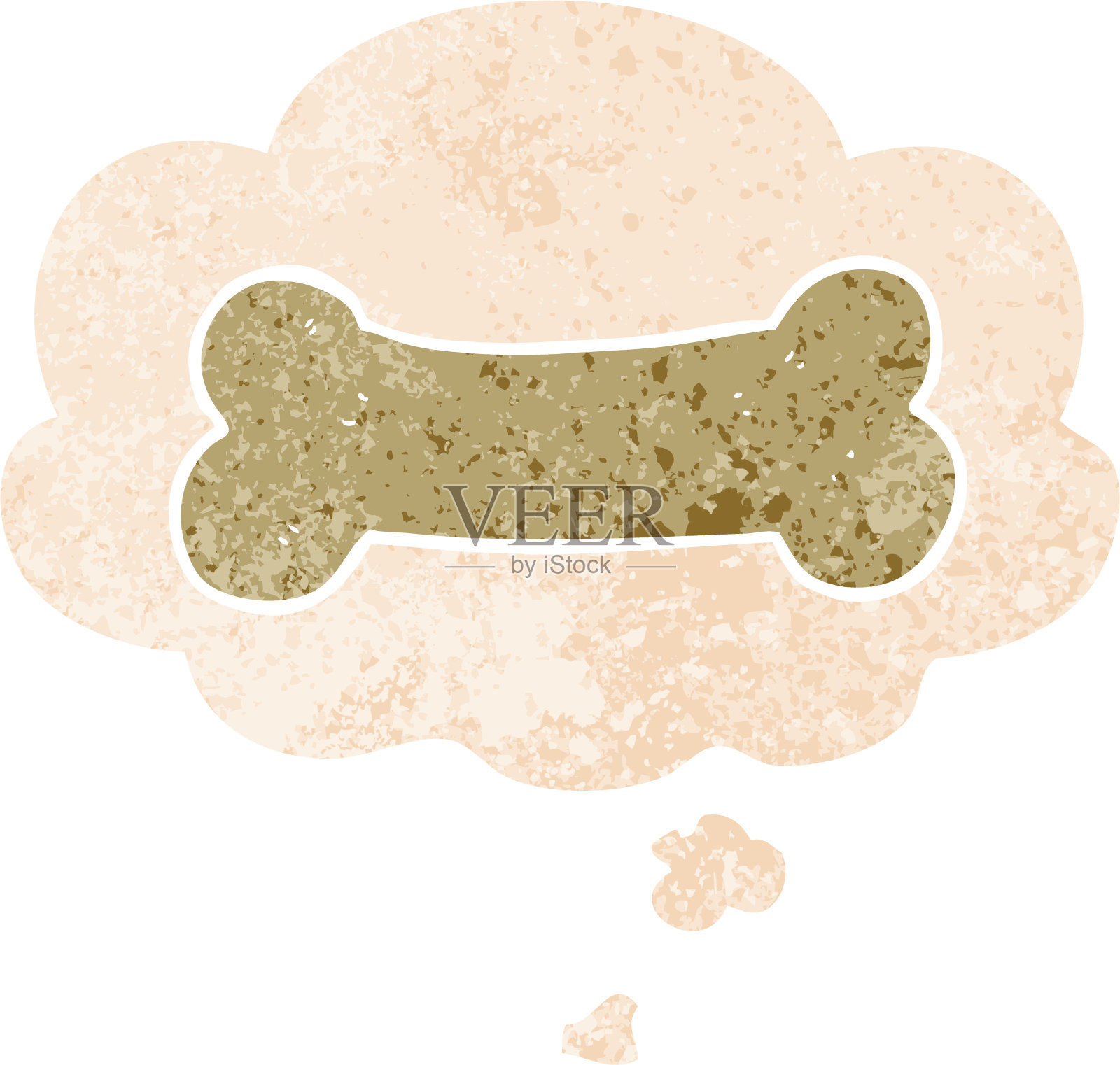 卡通插图绘画与思想泡沫在垃圾垃圾苦恼复古纹理风格插画图片素材