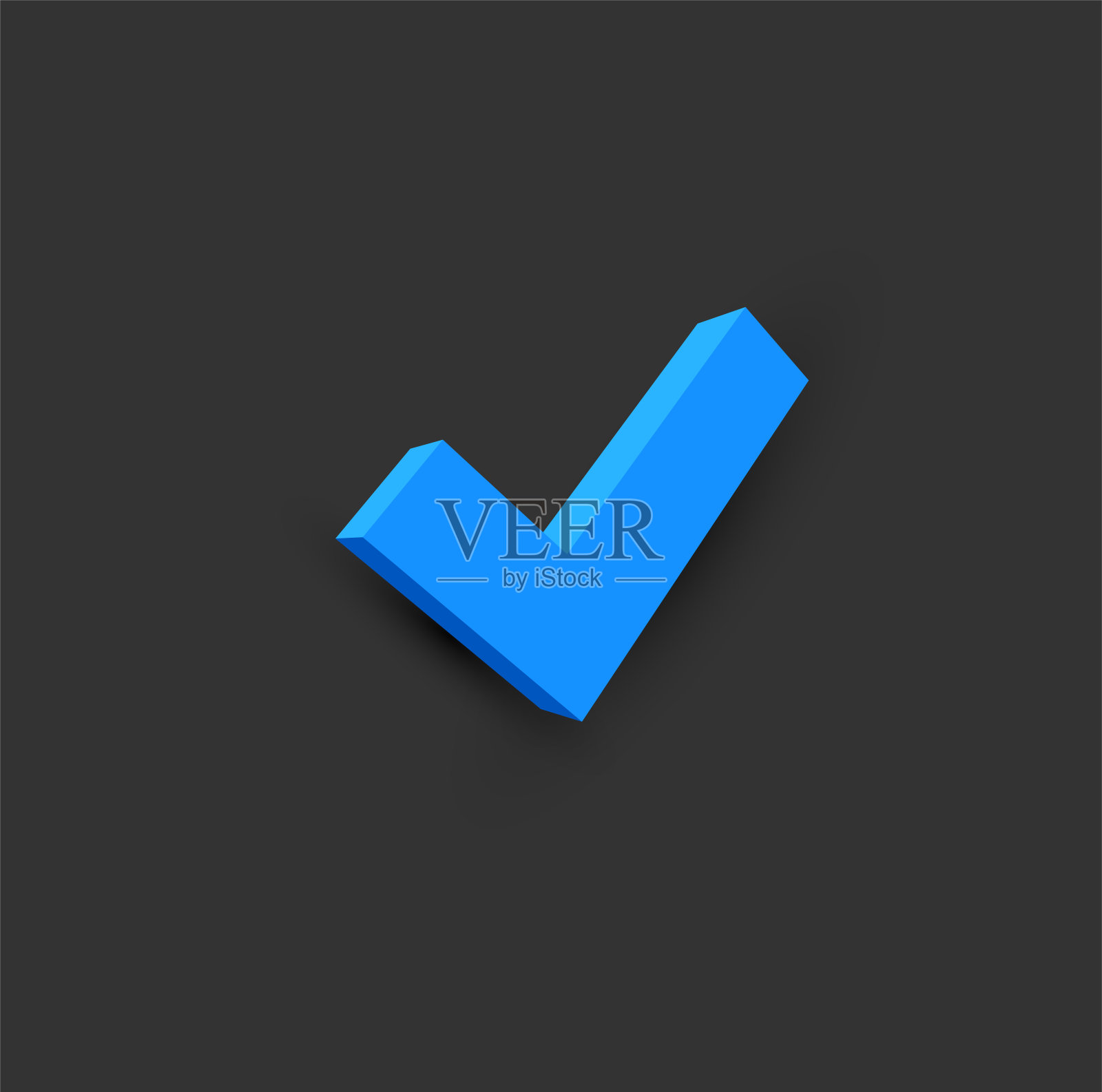 3d样式的蓝色复选符号。接受或批准图标设计。用户界面。矢量插图。插画图片素材