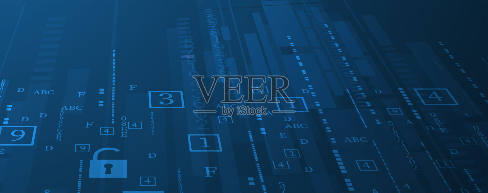 互联网数字安全技术概念为业务背景。电路板上锁定插画图片素材