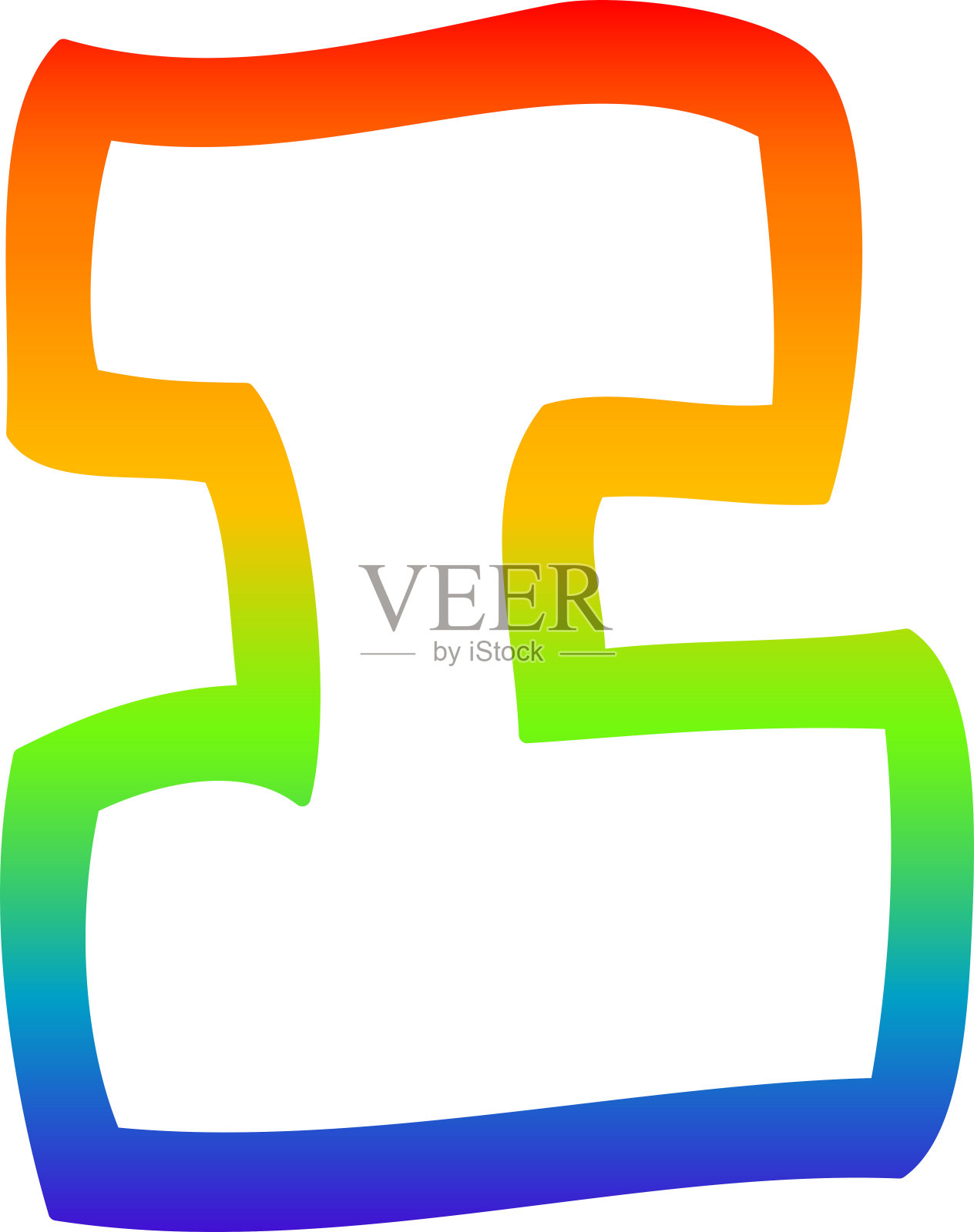 彩虹渐变线条画的一个卡通字母I插画图片素材