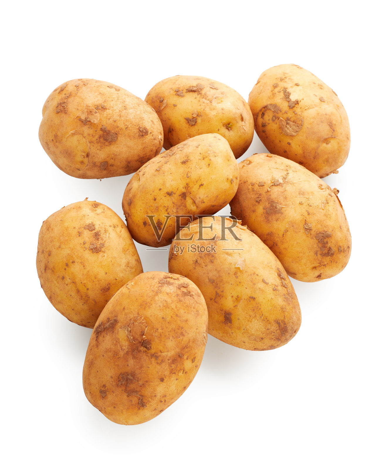 白色背景的生土豆照片摄影图片