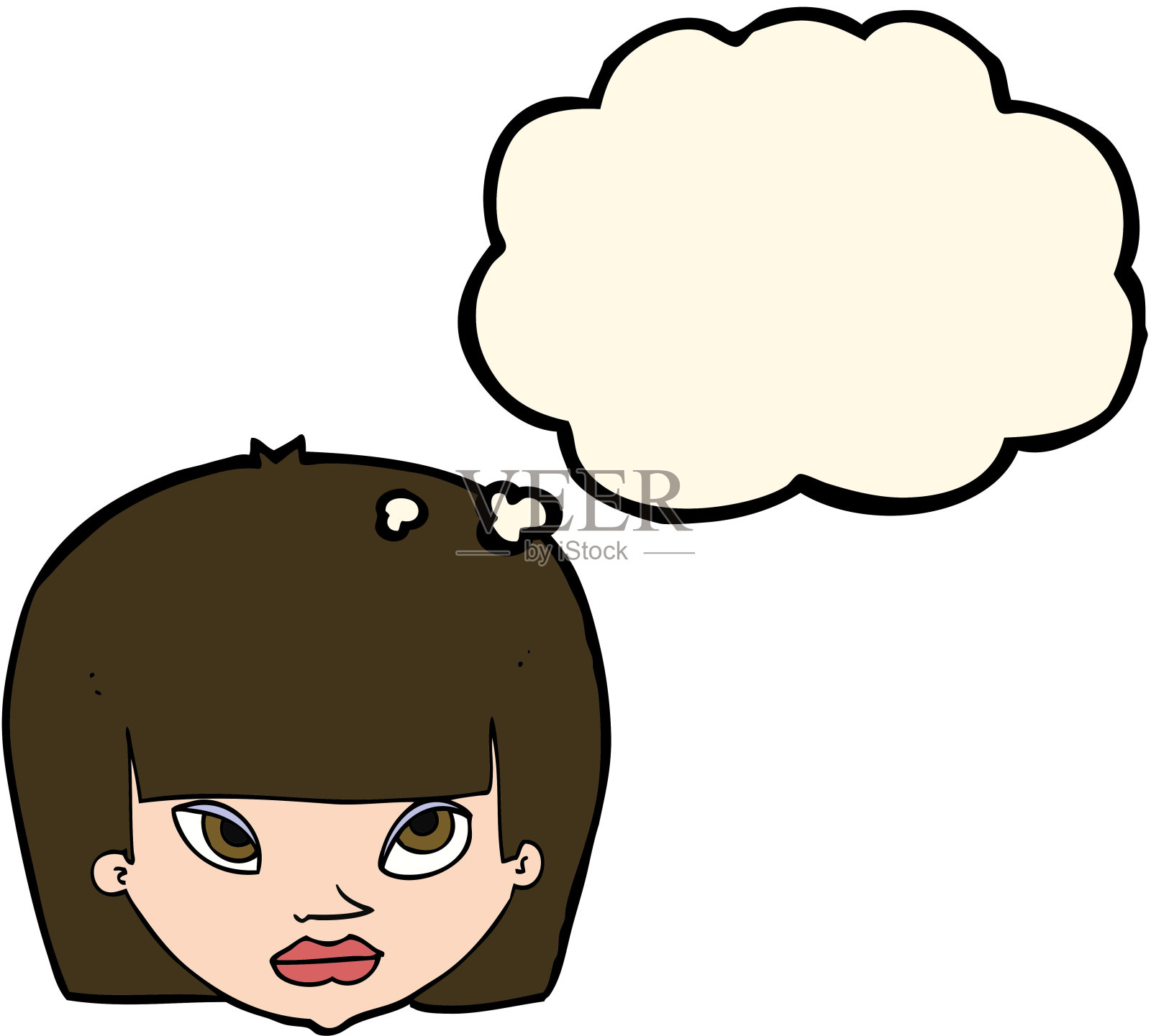 卡通惹恼了思想泡泡的女人插画图片素材