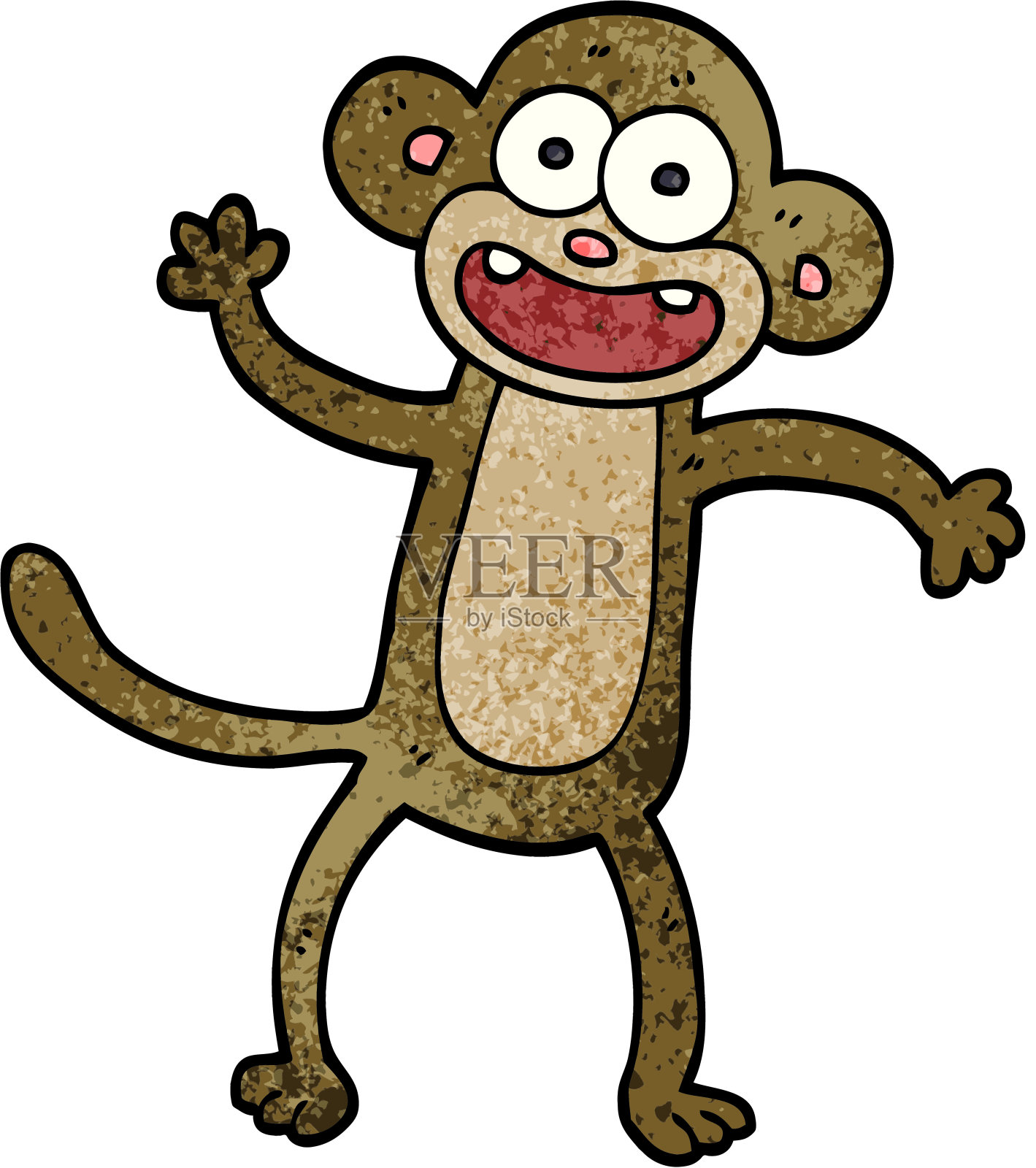 卡通涂鸦挥舞猴子插画图片素材