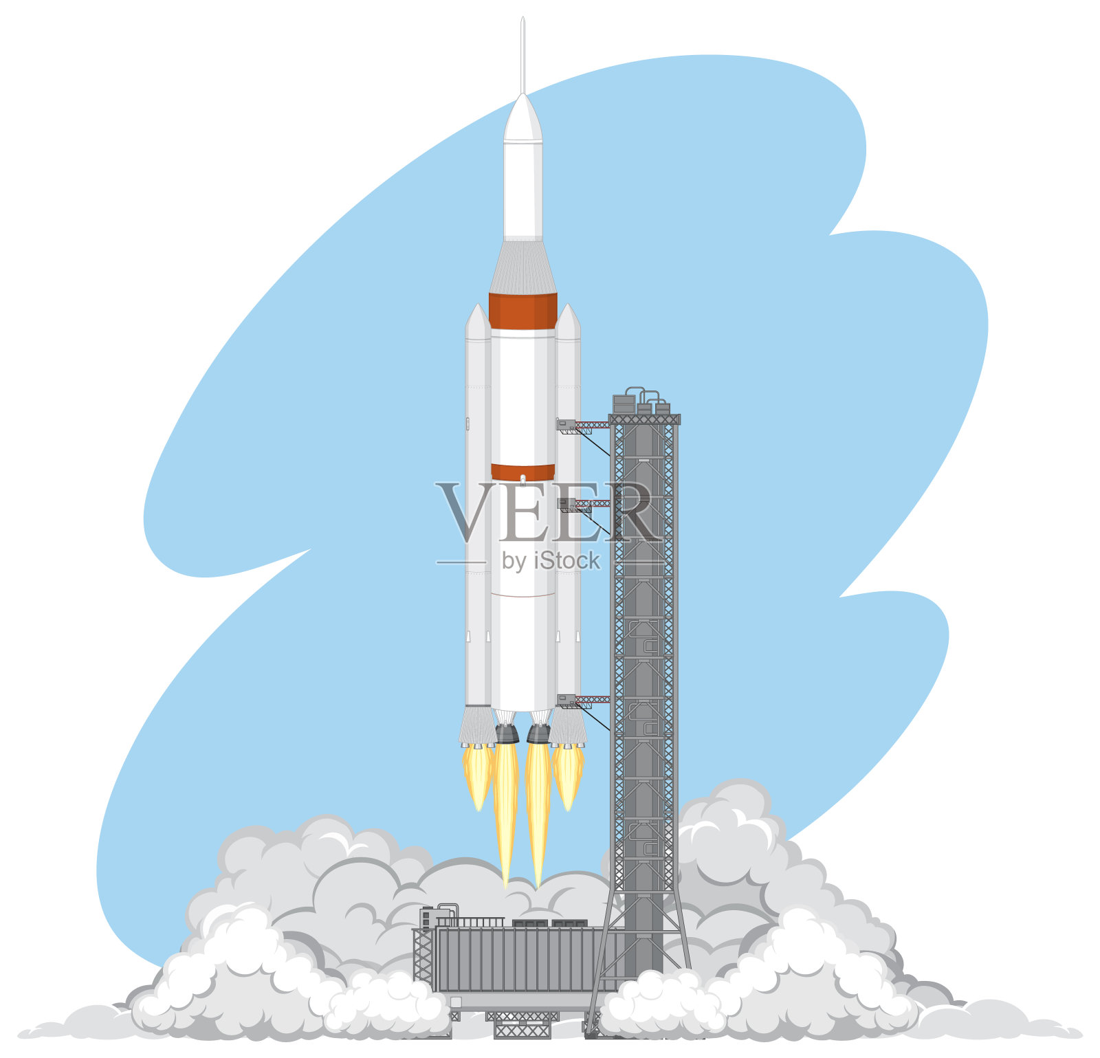 火箭发射太空概念插画图片素材
