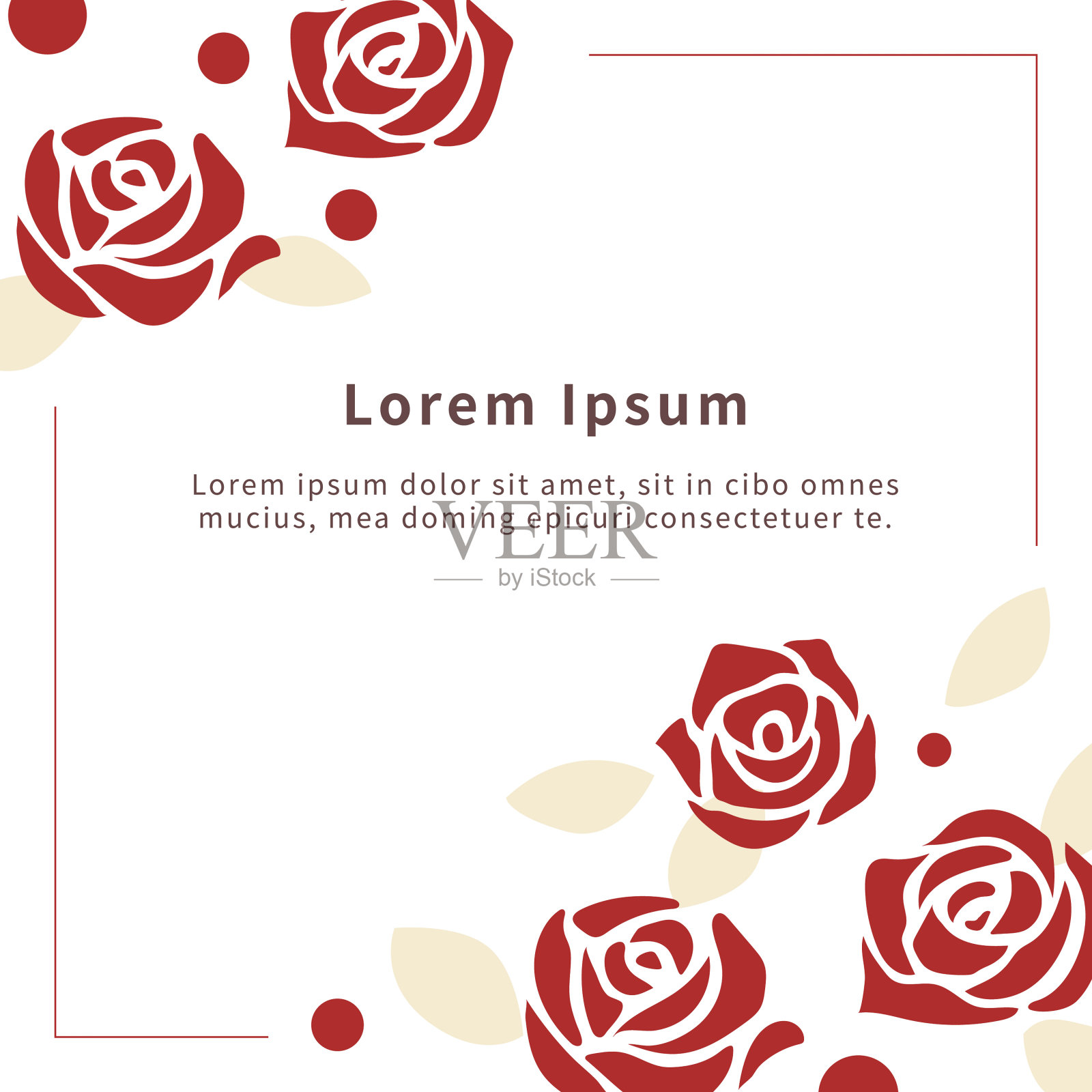 背景简单的玫瑰插图。设计模板素材