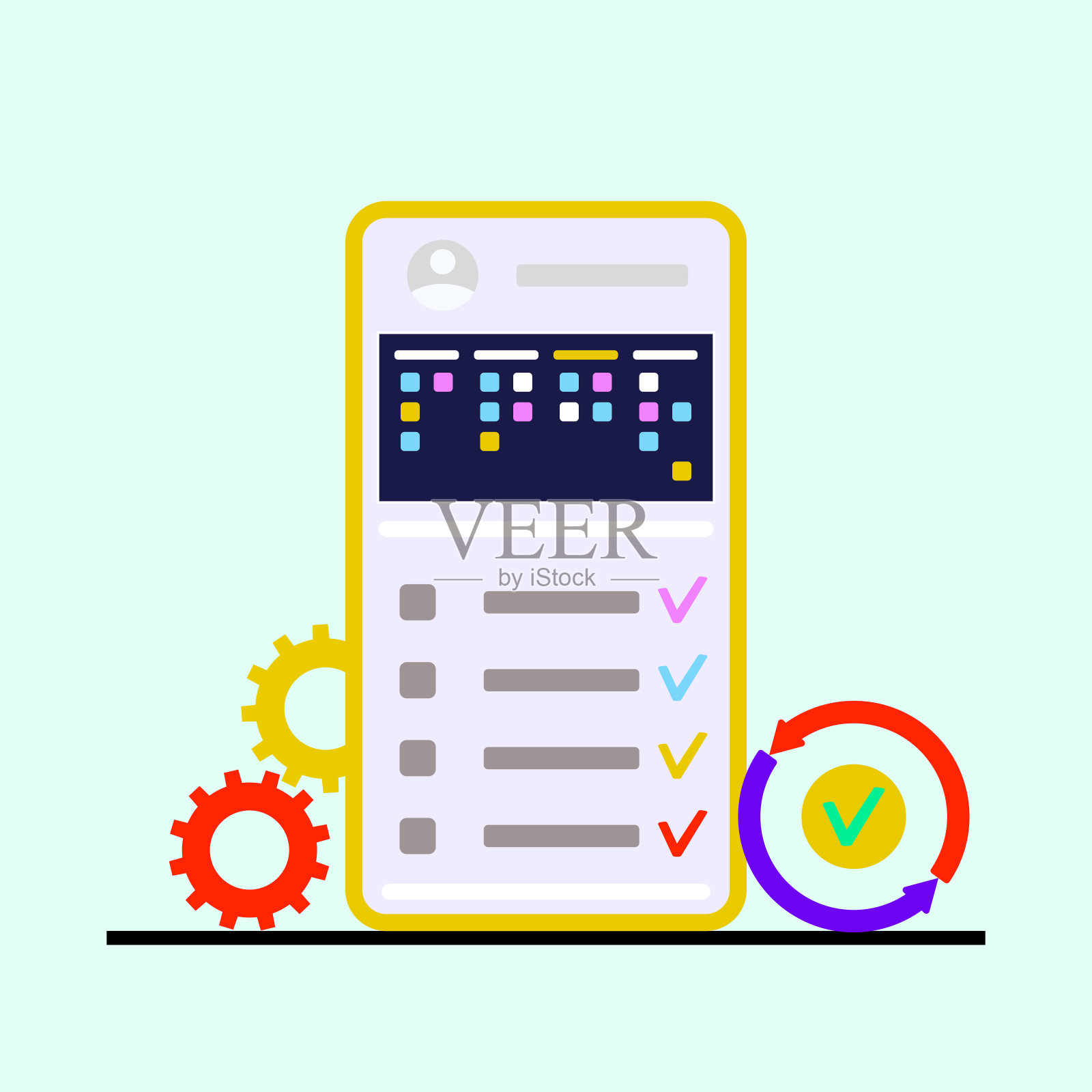 智能应用程序管理和计划,做清单在智能手机插画图片素材