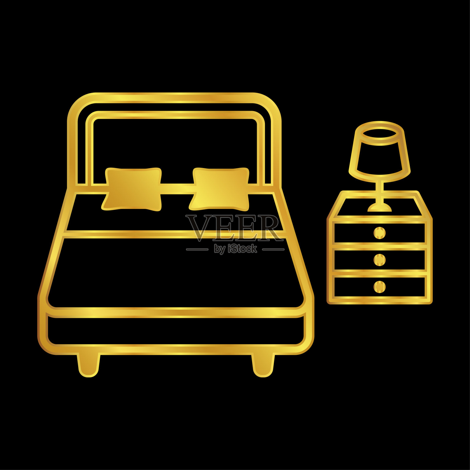 金色的床图标,卧室图标图标素材