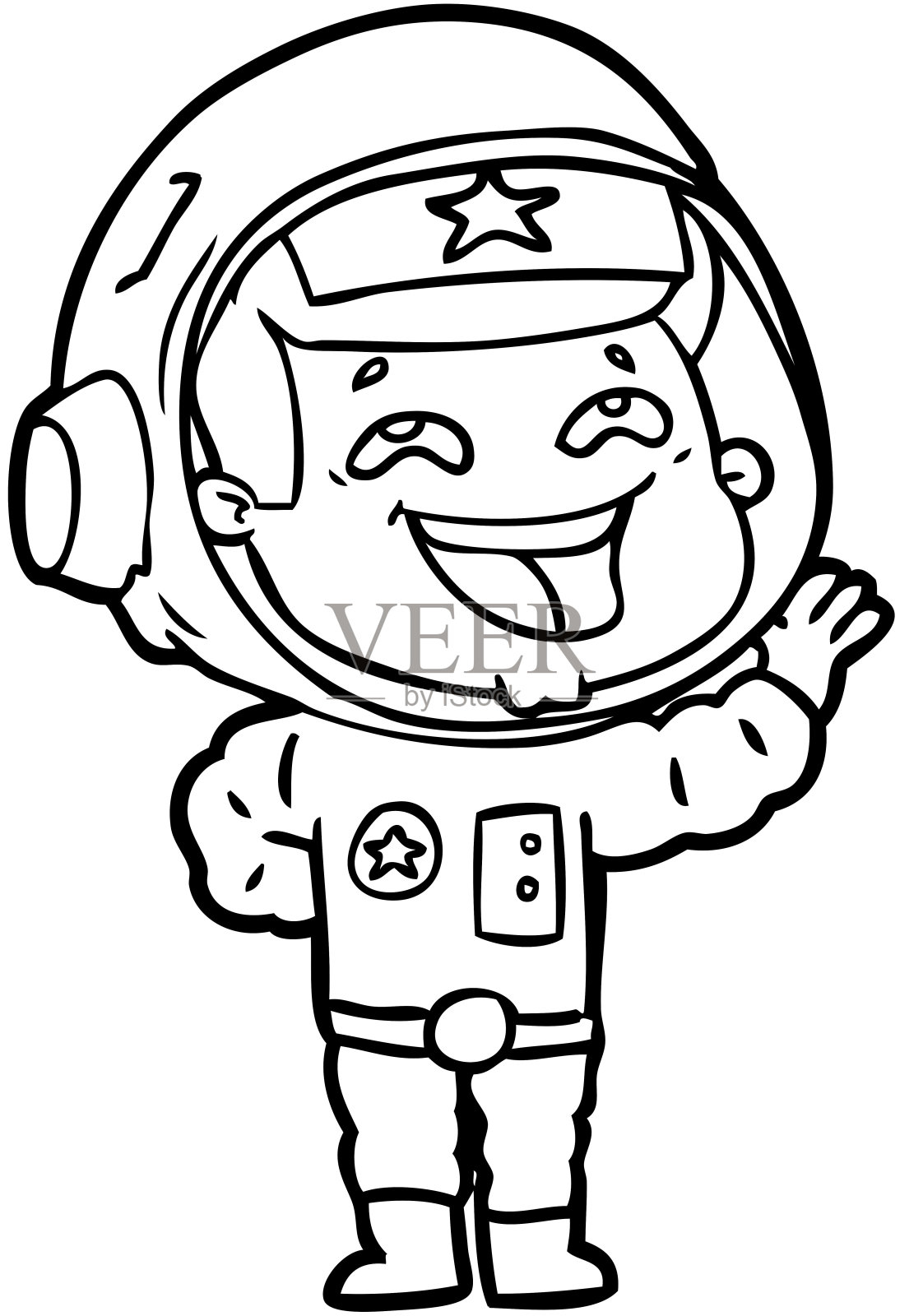 卡通大笑的宇航员插画图片素材