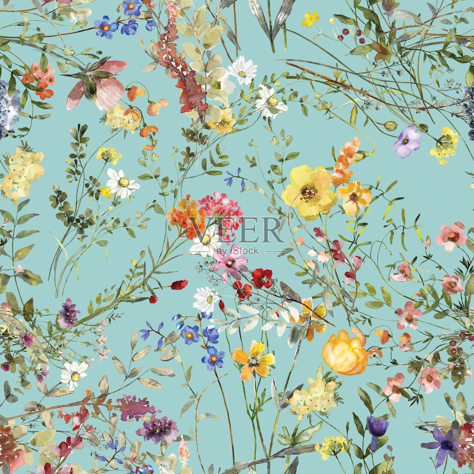 无缝重复图案手绘花花开花插画图片素材