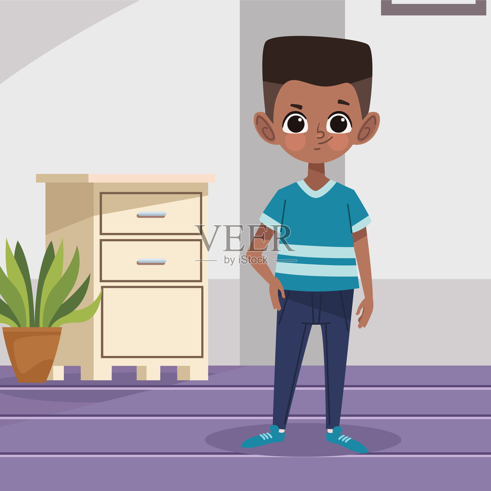 非洲小男孩插画图片素材