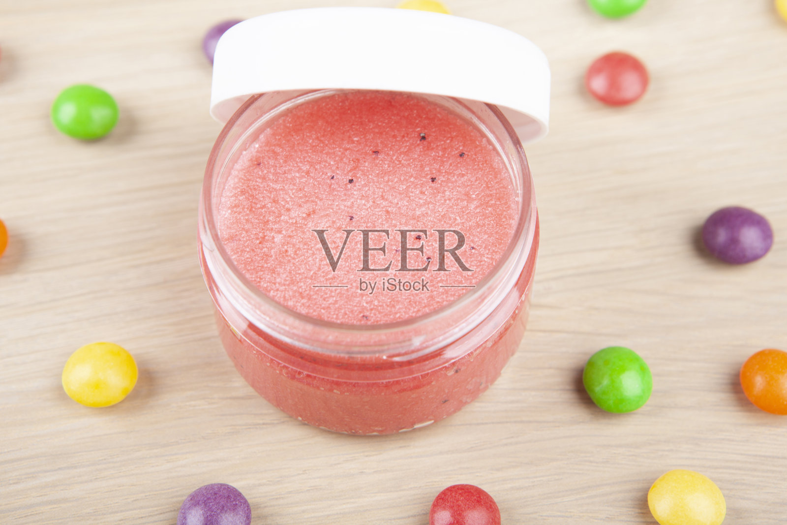 图像糖擦洗糖果木制书桌背景照片摄影图片