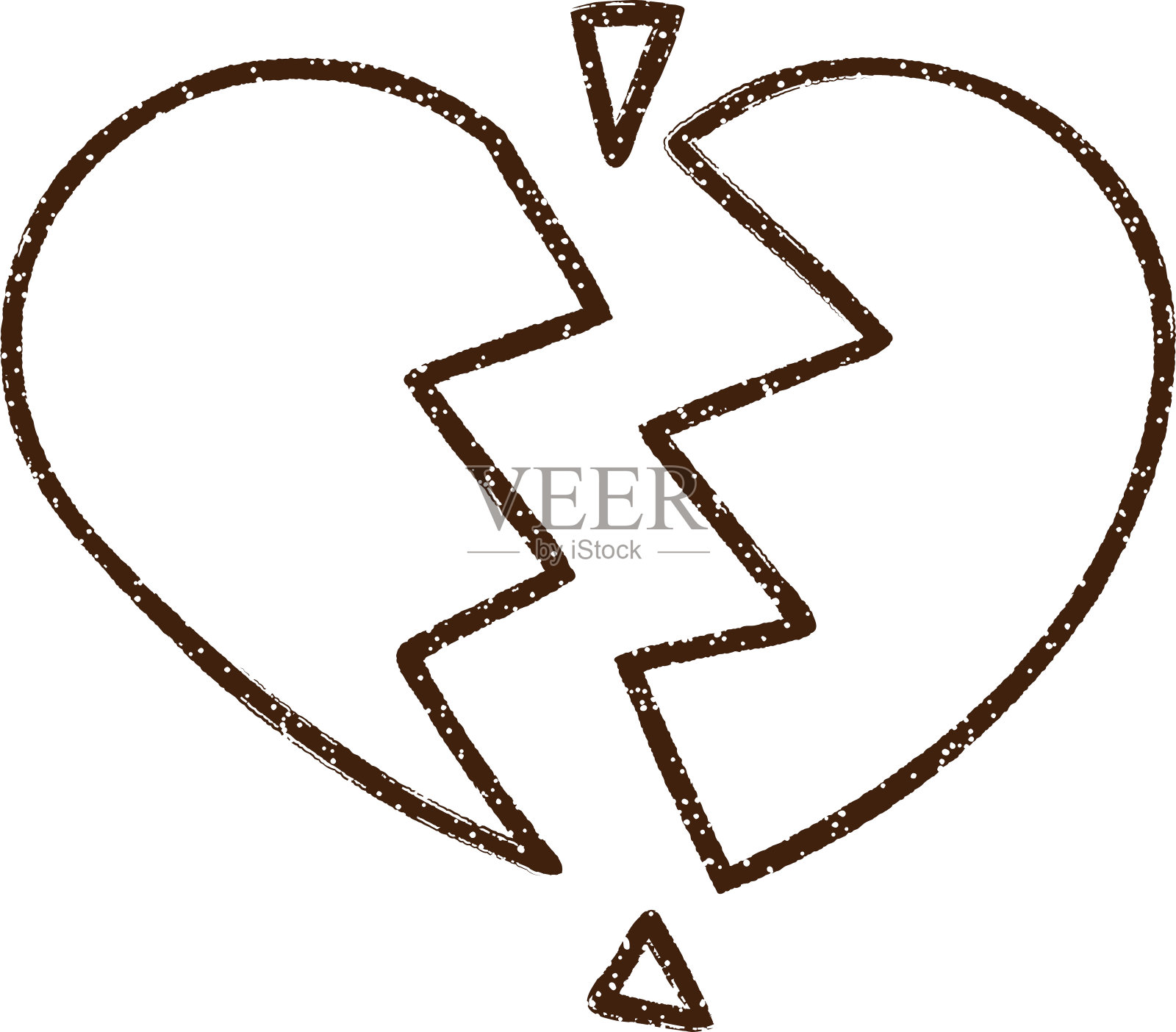 心碎炭笔画插画图片素材